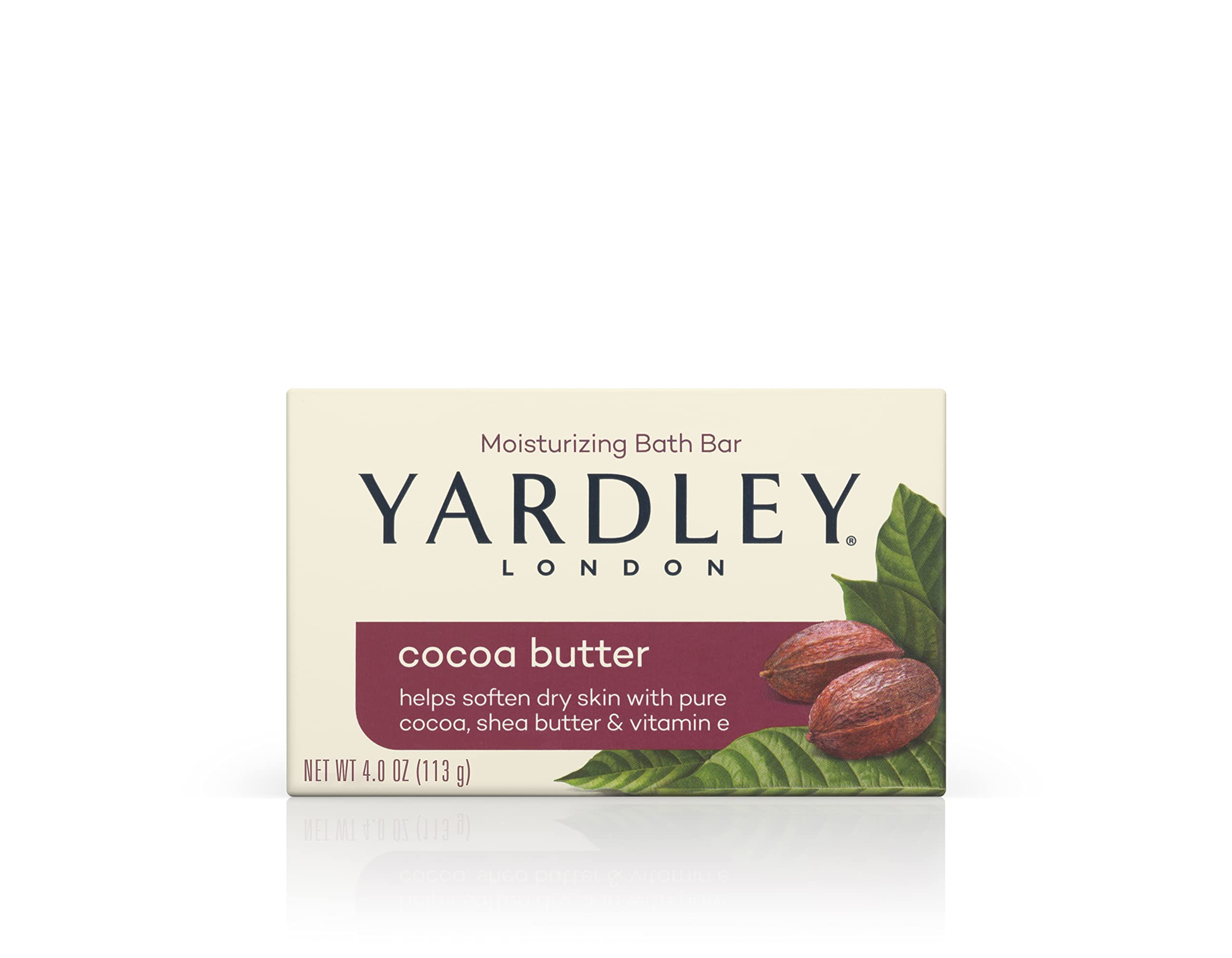 Yardley London Moisturizing Bath Soap Bar Shea Cocoa Butter, Helps Soften Dry Skin With Pure Cocoa And Vitamin E, (4.0 Oz, 1)