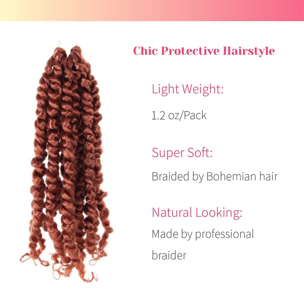 The BOHOBABE Pre-Twisted Passion Twist Crochet Hair 6 Inch Short Pre-looped Crochet Passion Twist Braiding Hair 8 Packs (350#)