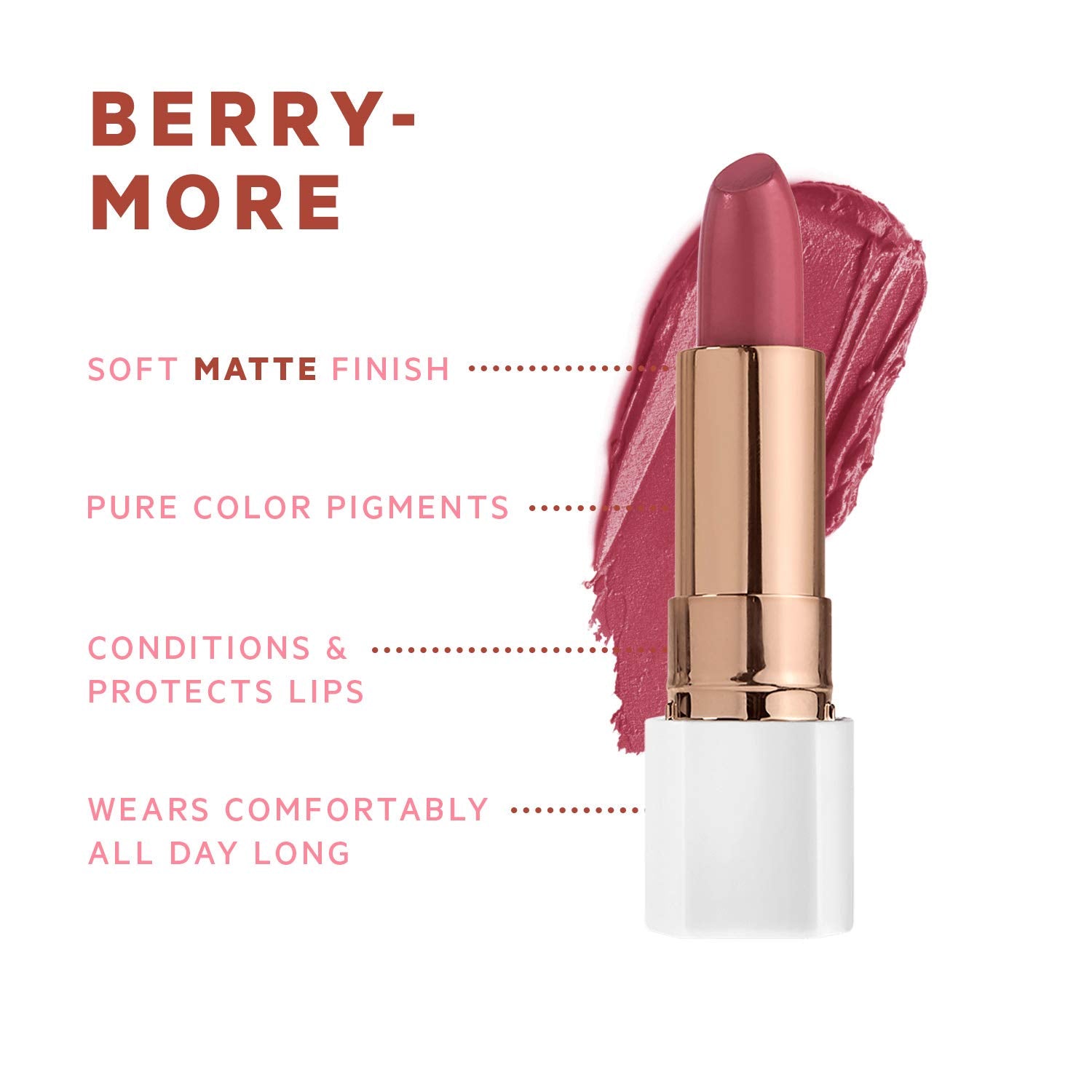 Flower Beauty Petal Pout Lipstick Nourishing & Highly Pigmented Lip Color With Antioxidants (Berry-More - Matte) (Pack Of 1)