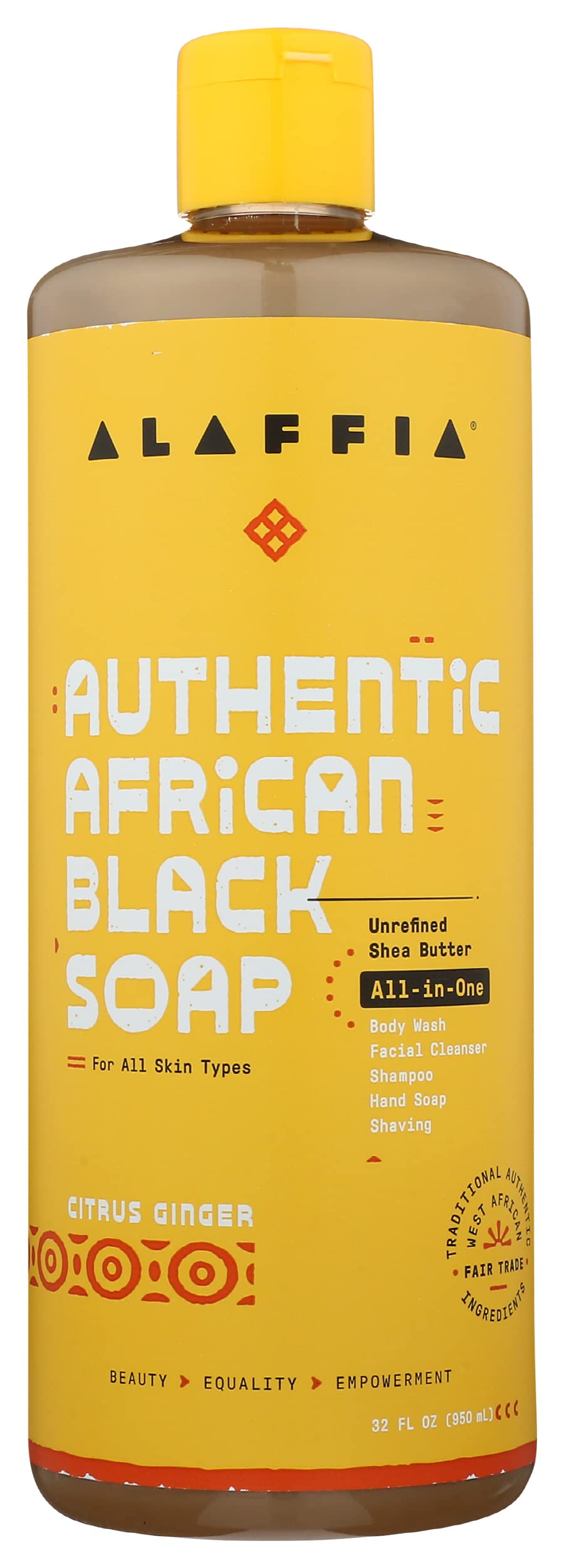 Alaffia Citrus Ginger Authentic African Black Soap, 32 Fluid Ounce - 1 each.