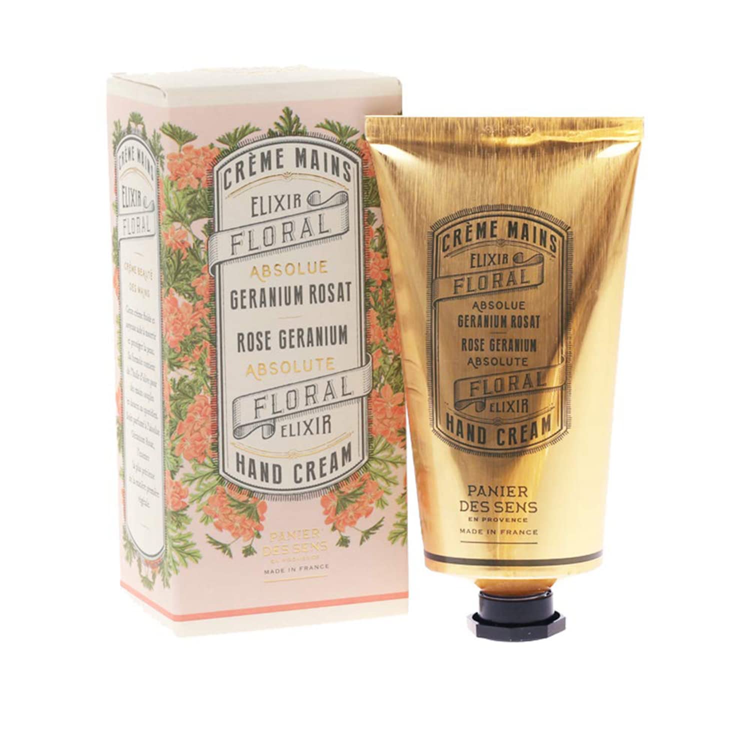 Panier des Sens - Hand Cream for Dry Cracked Hands and Skin - Rose Geranium Hand Lotion, Moisturizer, Mask - With Olive and Almo
