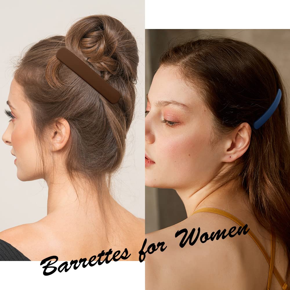 Atoden Hair Claw Clips For Women - 3Pcs Matte Barrettes For Thin Fine Hair, 3.54'' Flat Pins, French Clips For Short Medium Hair