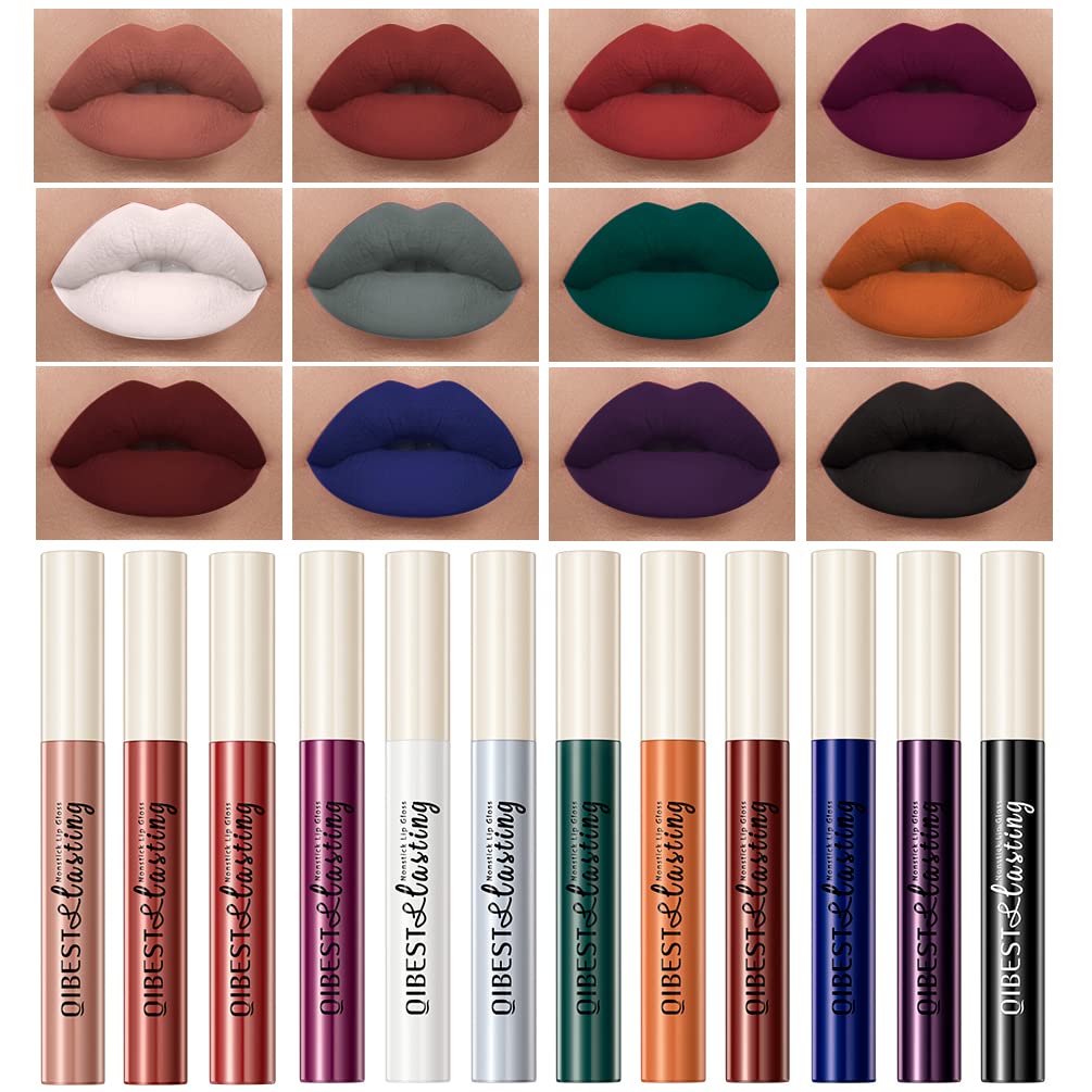 Qibest Goth Black & Bold Lipstick For Halloween Makeup, Matte Liquid Lipstick For Girls & Women, 24 Hours Long Lasting Waterproo