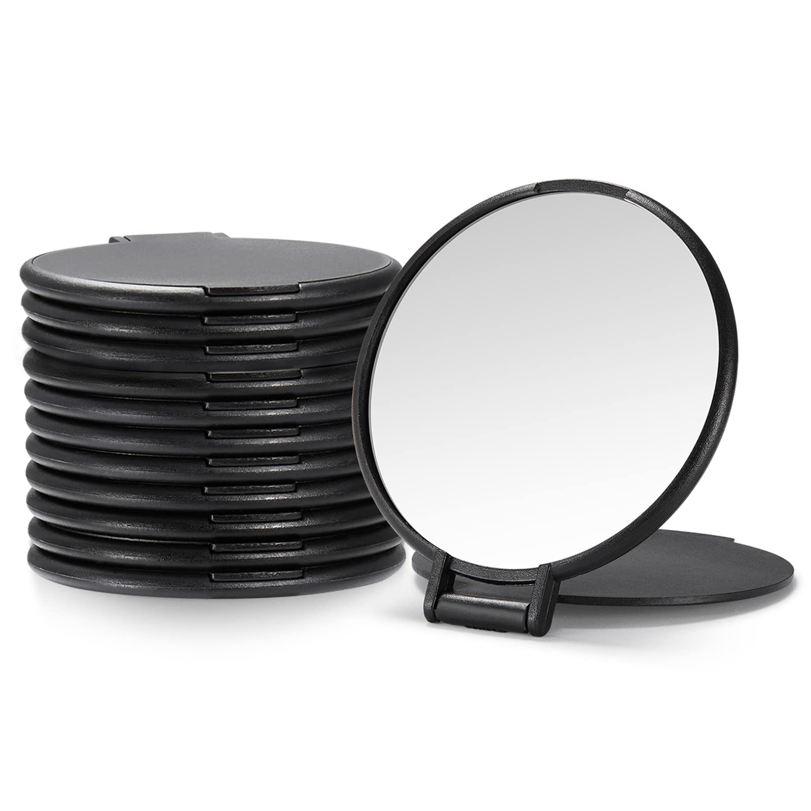 Qislee Compact Mirror Bulk, Round Makeup Mirror for Purse, Set of 12(Black)