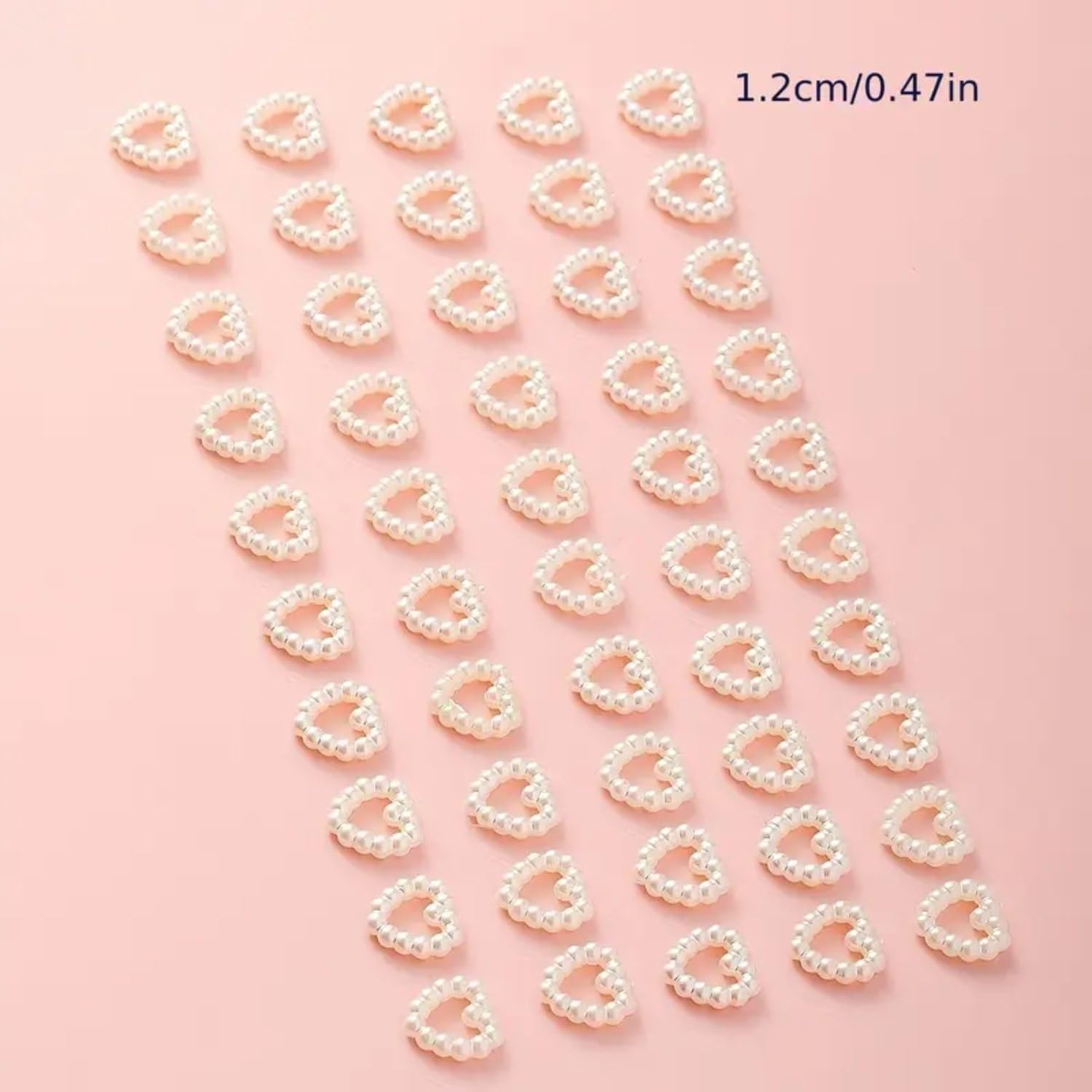 100Pcs Hearts Nail Charms Valentine'S Day Nail Design Rhinestones Charms Cute Hollow Pearls Heart Nail Art Charms Flat Back Resi