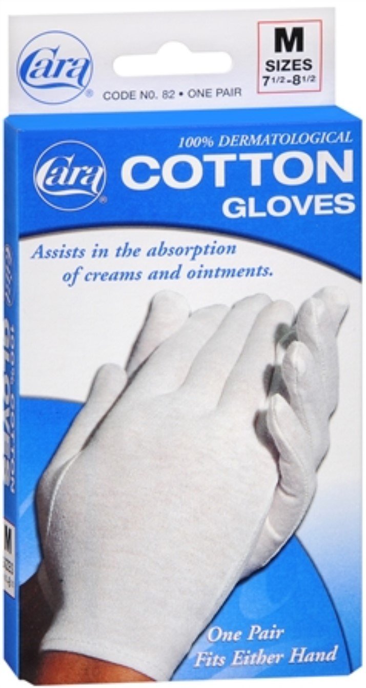 Cara Dermatological Cotton Gloves, Medium, 1 Pair