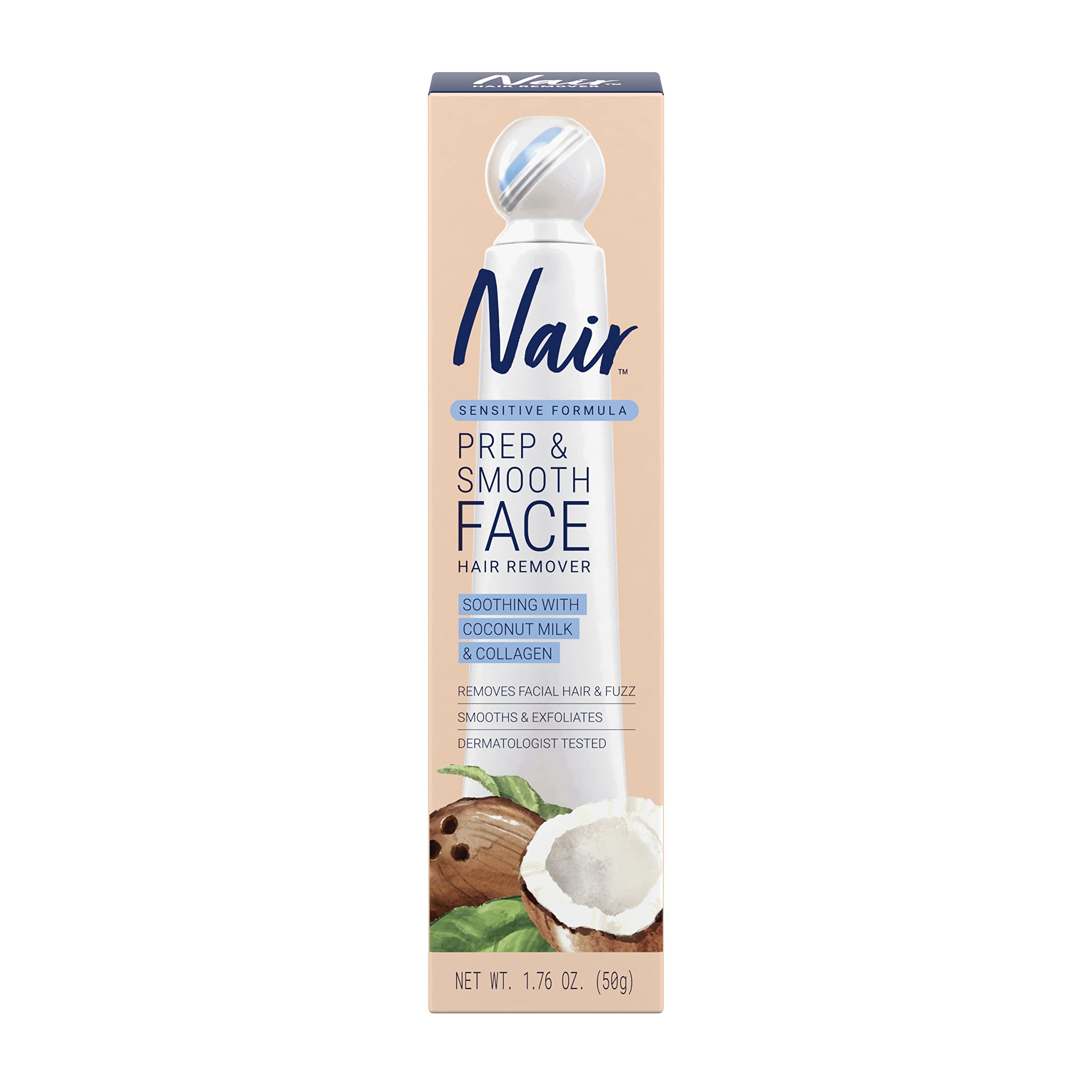 NAIR Exfoliating Facial Hair Removal Cream for Women  Smooth Skin Solution with Collagen for Sensitive Skincare