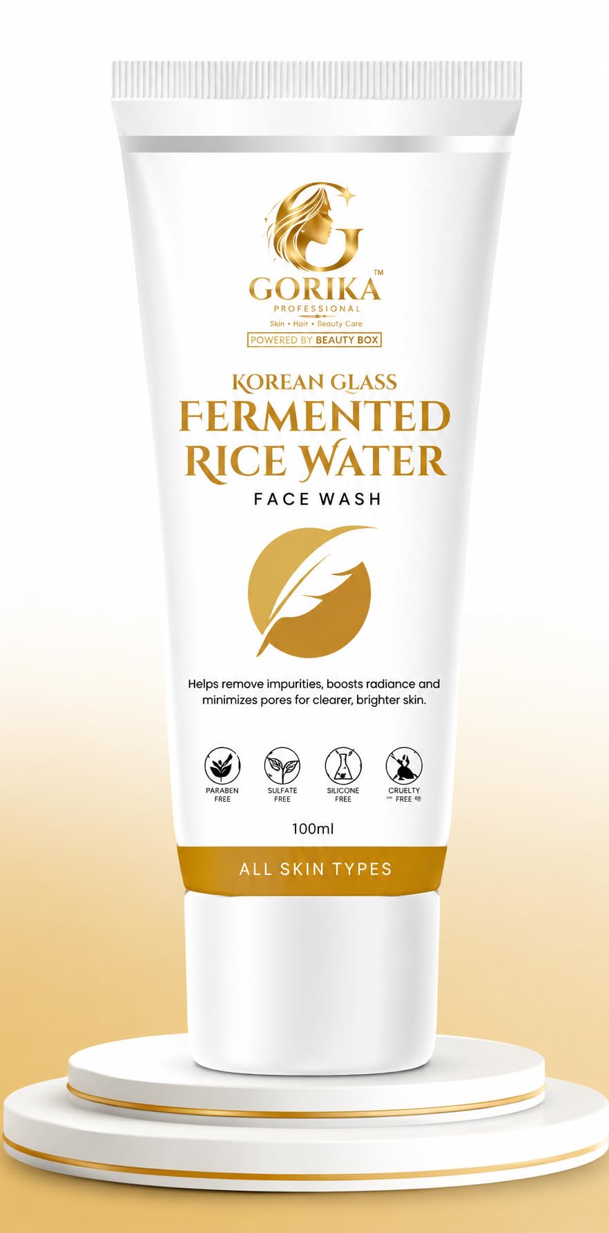 Gorika Professional, Korean Glass Fermented Rice Water Face Wash, Brightening And Glowing Skin,All Skin Types, Paraben Free, For
