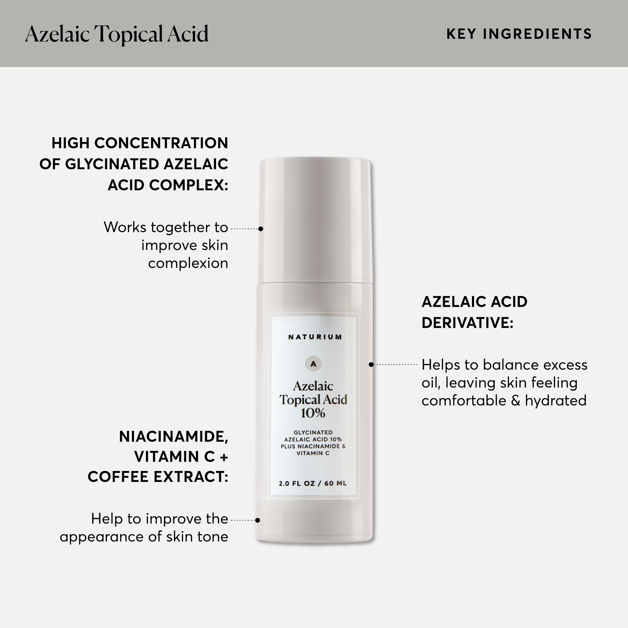 Naturium Azelaic Topical Acid 10%, Brightening Face & Skin Care Treatment With Niacinamide & Vitamin C, 2 Oz