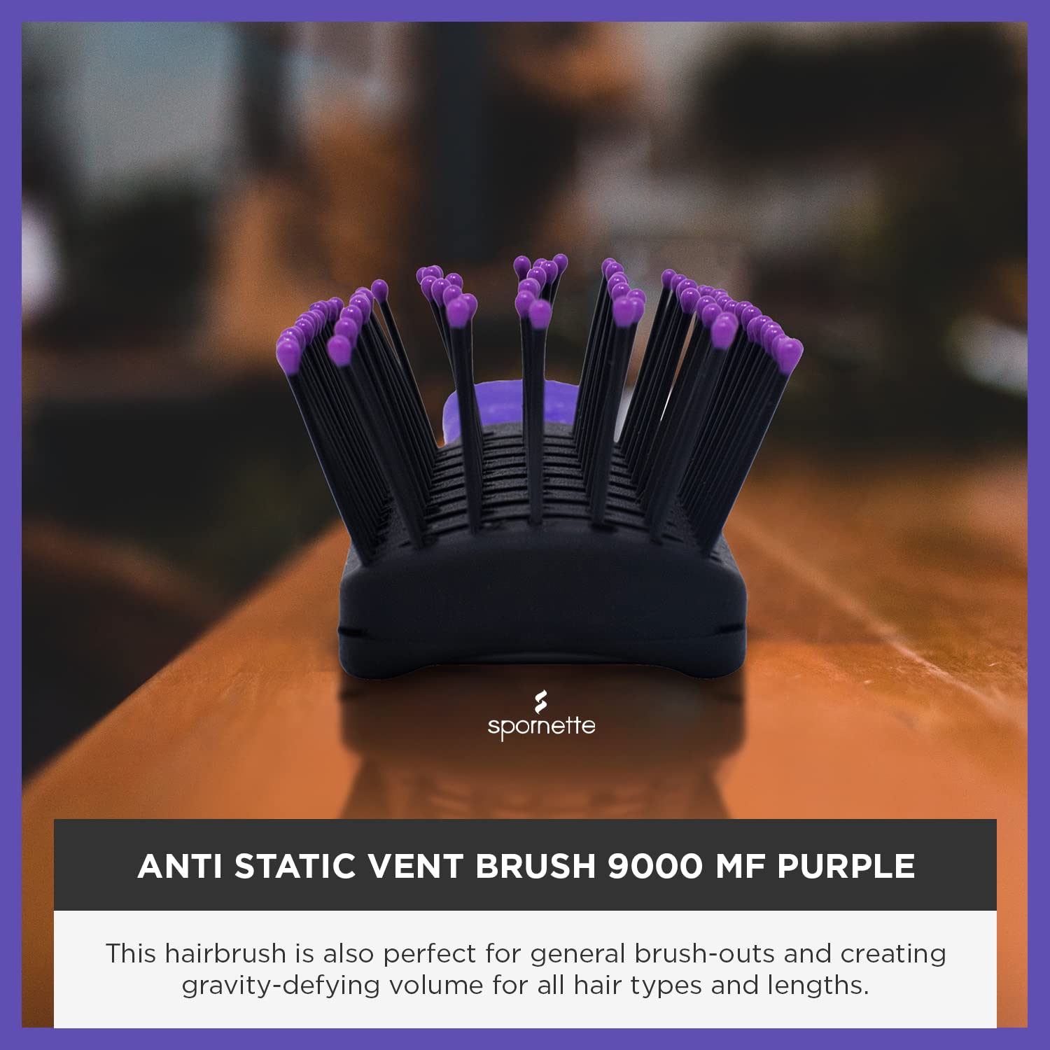 Spornette Anti Static Vent Brush #9000-MF (PURPLE) Styling, Smoothing, Straightening & Blow Drying Hair Quickly With No Static -