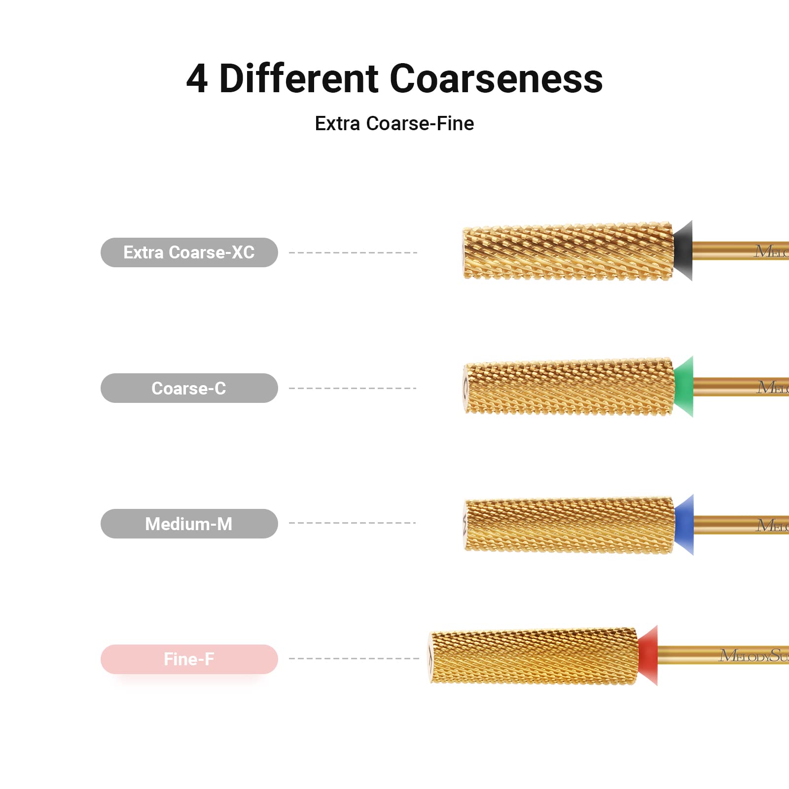 Melodysusie Super Long Tapered Nail Drill Bits, 3/32'' Carbide Tungsten Bits, Suitable For Manicure Pedicure Cuticle Gel Polishi