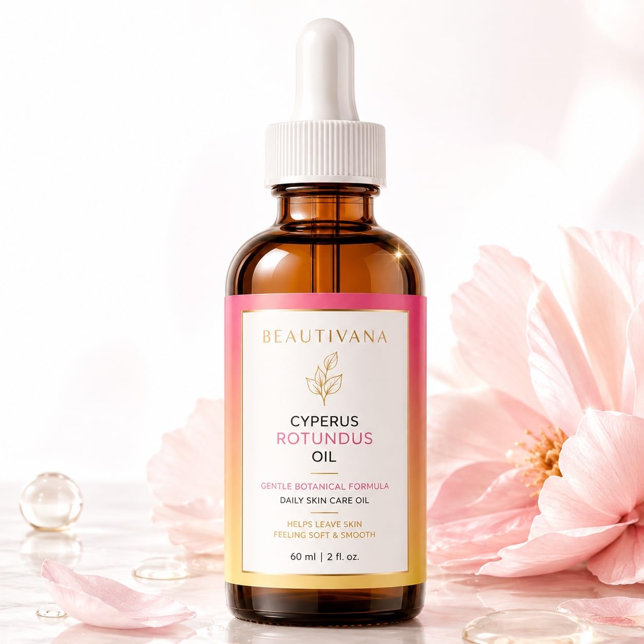 Beautivana Cyperus Rotundus Oil for Hair Growth Reduction, Natural Skin Brightening Treatment with Nourishing Formula, 60ml/2fl.
