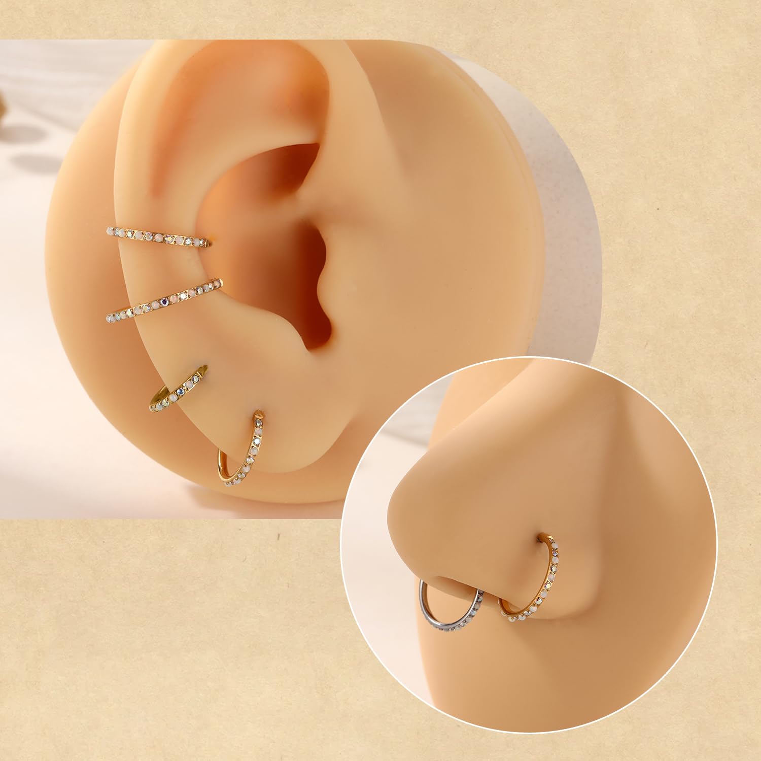 FUNLMO 16G Conch Piercing Jewelry Cartilage Lobe Earring Nose Rings Hoop Septum Jewerly Daith Tragus Rook Earring Silver 12mm