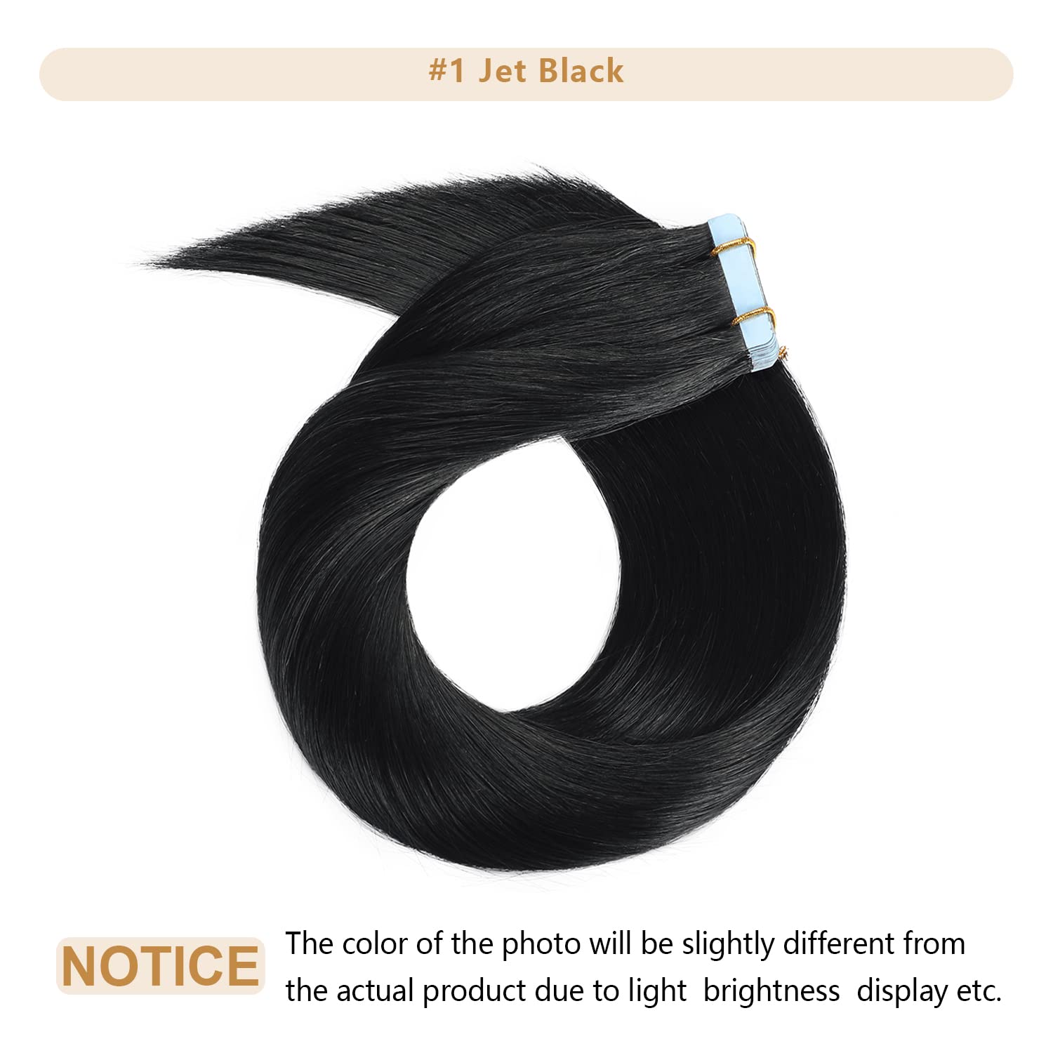 Yilite Jet Black 28Inch Tape In Hair Extensions Human Hair #1 20Pcs 60G/Pack Straight Tape In Hair Extensions Remy Human Hair Se