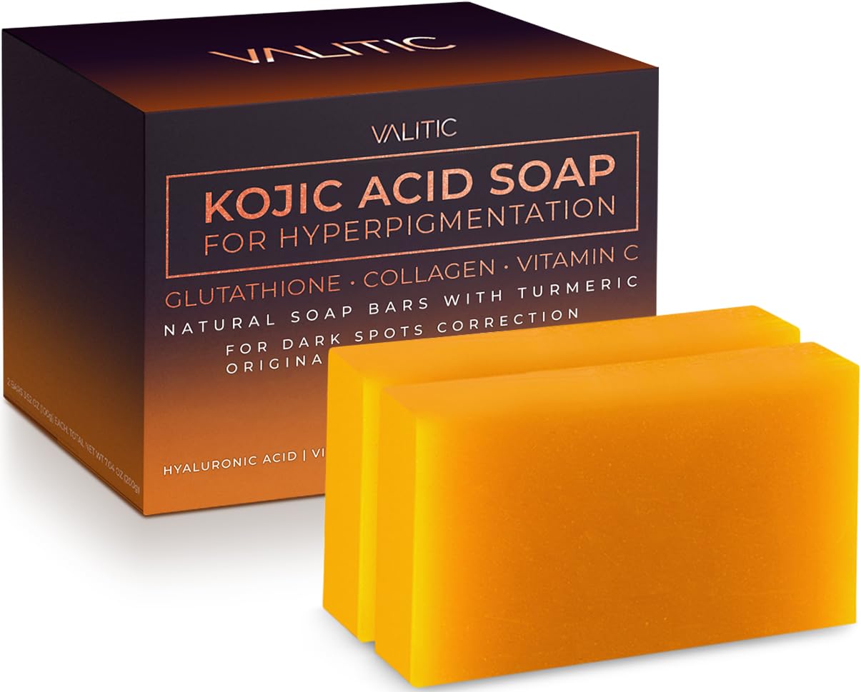 Valitic Kojic Acid Soap For Hyperpigmentation - With Glutathione, Collagen & Vitamin C - Natural Soap Bars With Turmeric - Origi