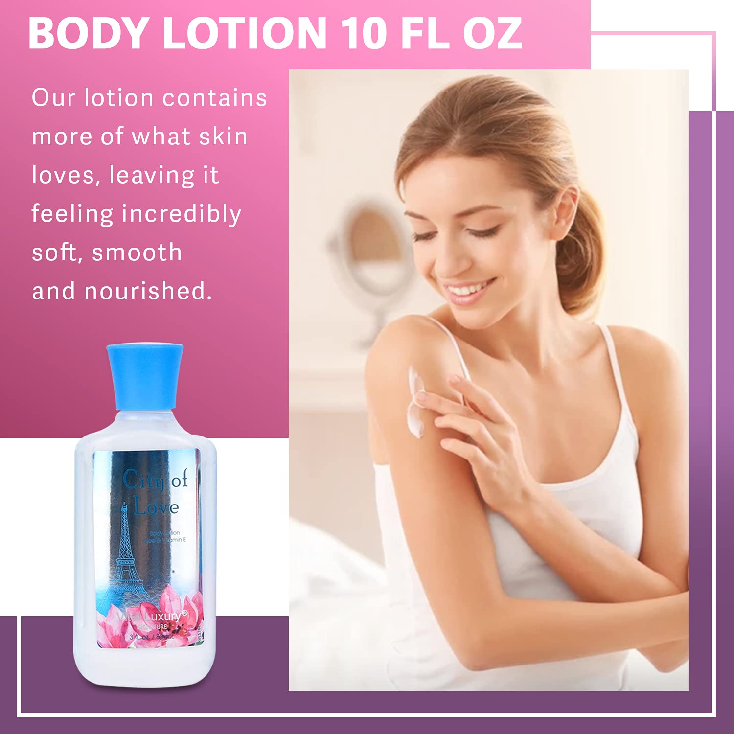 Vital Luxury Bath & Body Care Gift Set - Home Spa Set With Body Lotion, Shower Gel And Fragrance Mist (City Of Love)