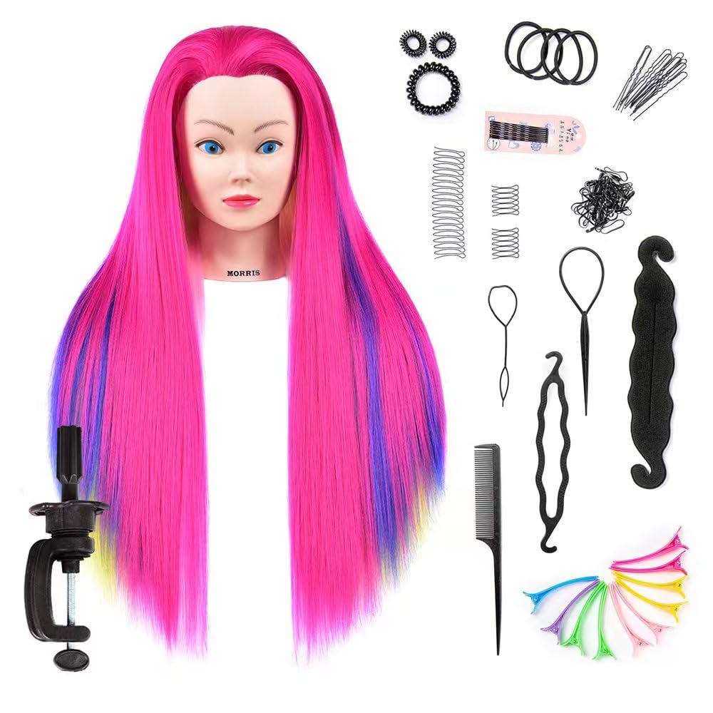 headdoll Training Head 26-28 Inch Mannequin Head Hair Styling Manikin Cosmetology Doll Head Hairdressing for Styling Dye Cutting