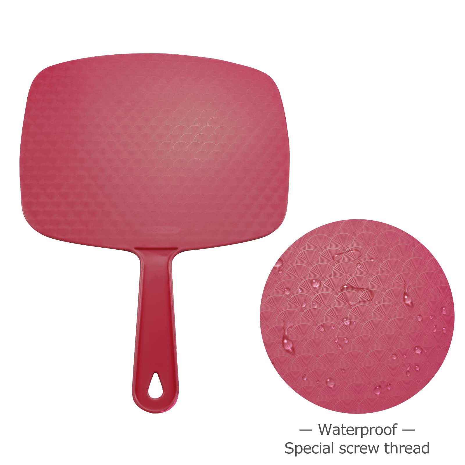 Dvhok 2Pcs Handheld Mirror, Portable Hand Mirror With Hanging Hole In Handle, Red 7.4'' W X 10.4'' L