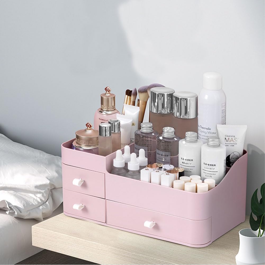 Miuopur Makeup Organizer For Vanity, Large Capacity Desk Organizer With Drawers For Cosmetics, Lipsticks, Jewelry, Nail Care, Sk