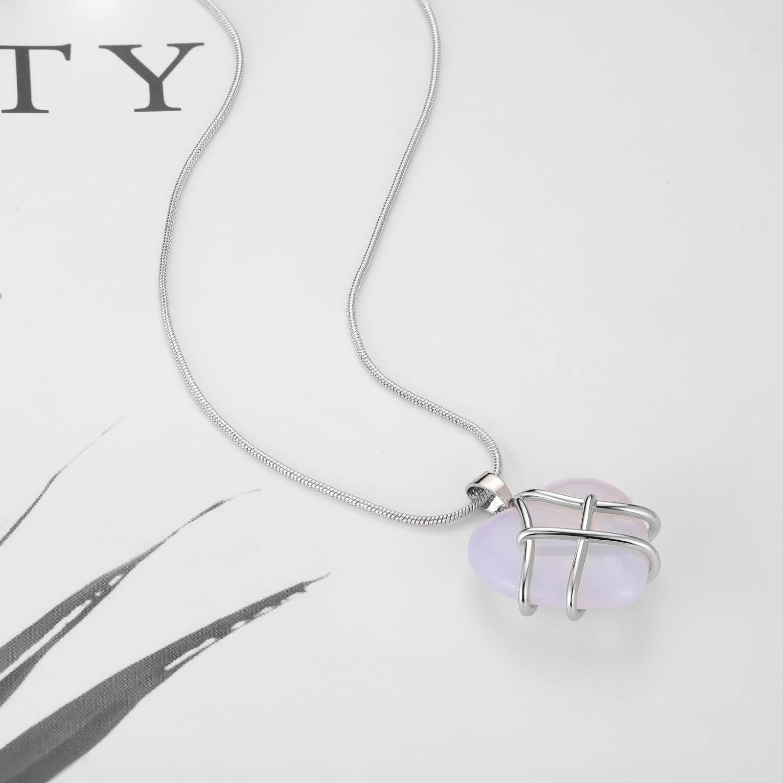 IDesign Bste Friend Necklac Diamond Castle Rose Quartz Heart Opal Necklace For Women Girls Birthday Gift, Mother'S Day Necklace(