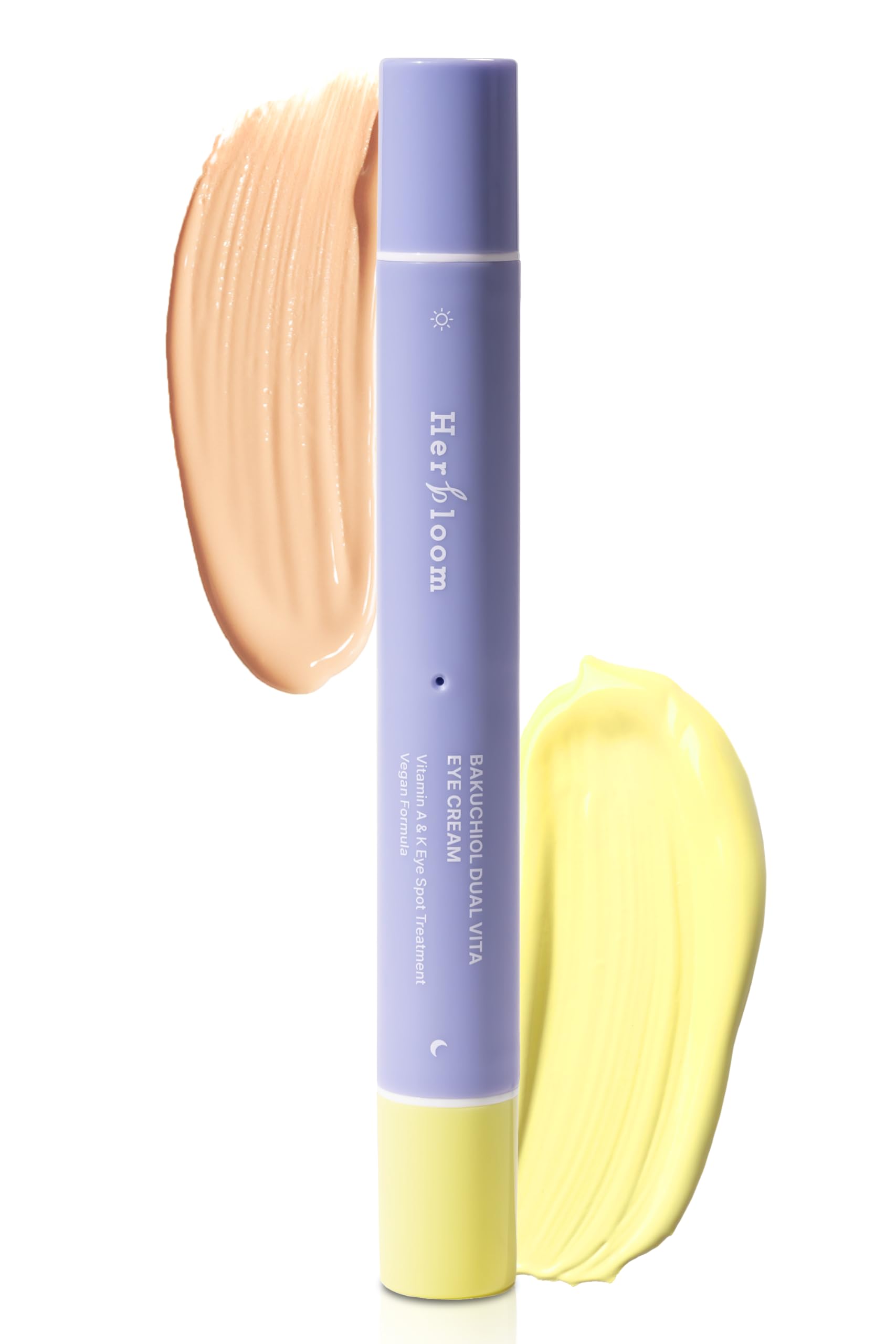 Herbloom Bakuchiol Dual Vita Eye Cream | Dual-Ended Korean Eyecream For Dark Circles Fine Lines | Tinted Day Concealer, Retinal