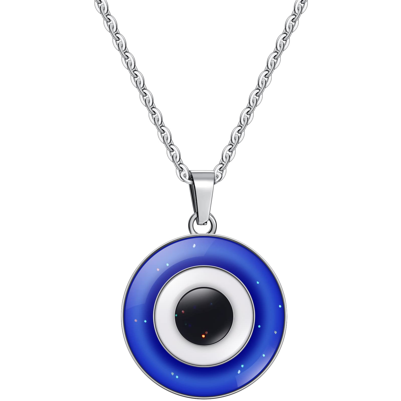 FM FM42 Temperature Sensing Color Changing Eye Pendant Necklace with 19.29  Stainless Steel Rolo Chain