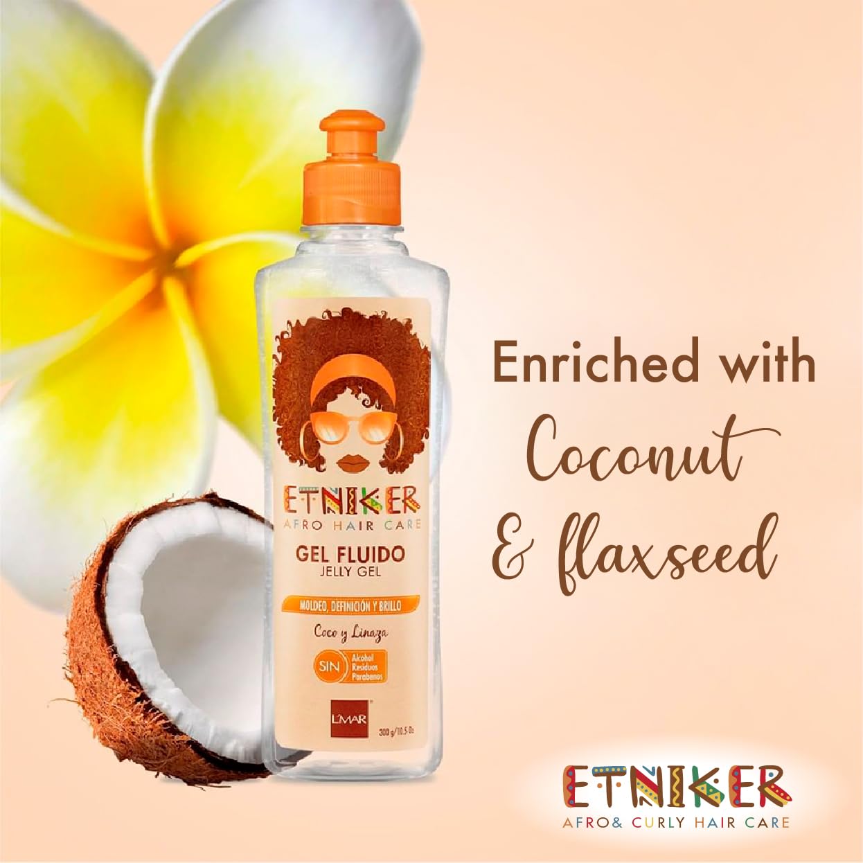 ETNIKER Jelly Gel | Afro-textured, Curly & Wavy hair | Sculpt, Define & Control | Coconut & Flaxseed | Free from Silicones, Mine