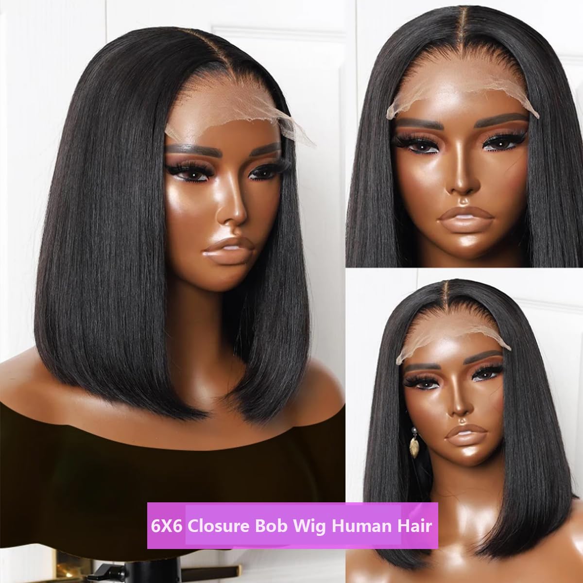 Karlami Bob Wig Human Hair Frontal Lace Wig Glueless Wigs Human Hair Pre Plucked Transparent Bob Lace Front Wigs For Women 150%