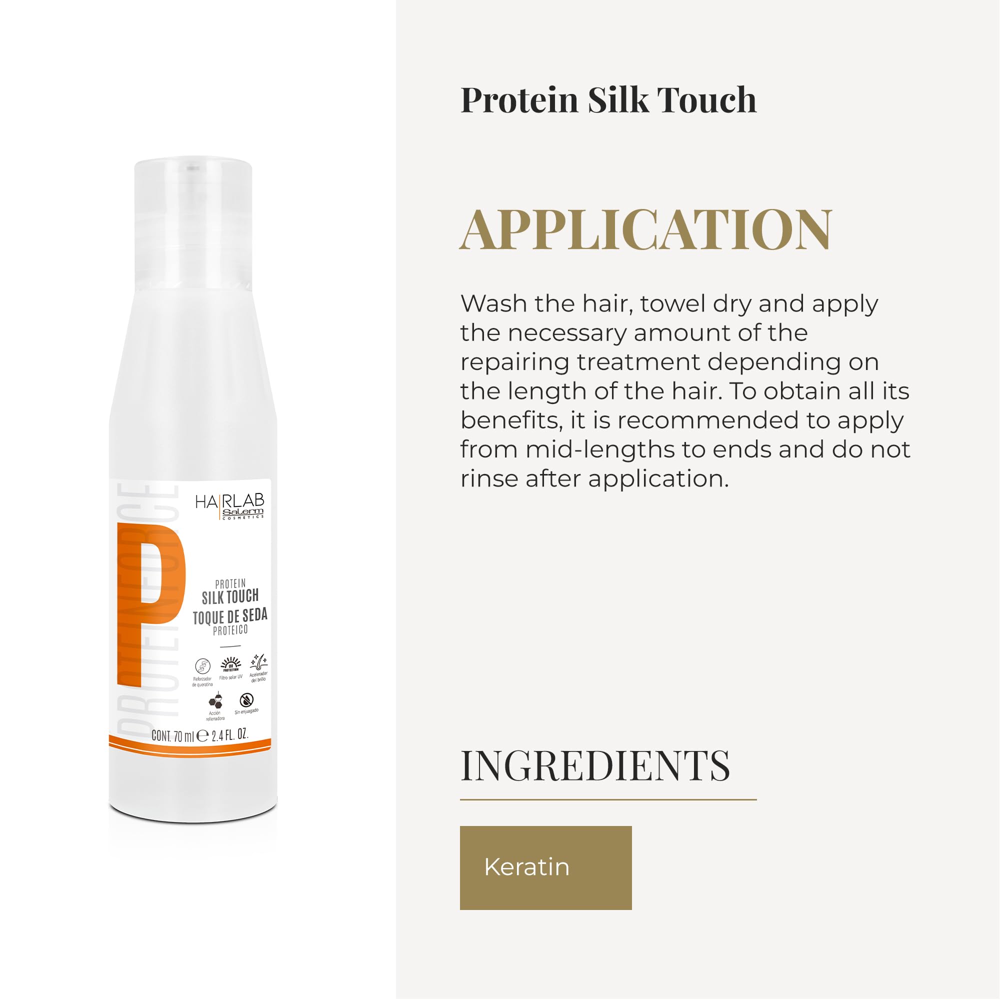 SALERM - Damaged Hair Repair Treatment - Silk Protein Touch - 70 ml - With Keratin - Protects Hair from Heat - Adds Shine and So