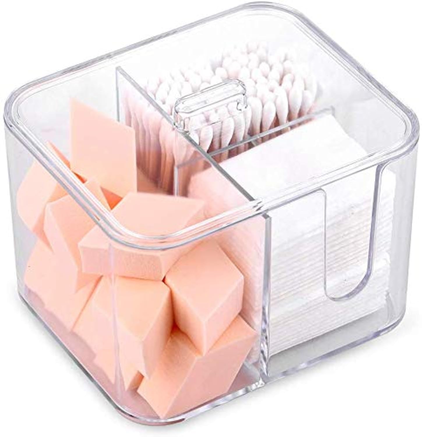 Sunficon Cotton Swab Balls Box Cotton Pads Holder Organizer Holder Dispenser Storage Canister Cosmetic Pads Container Flossers C