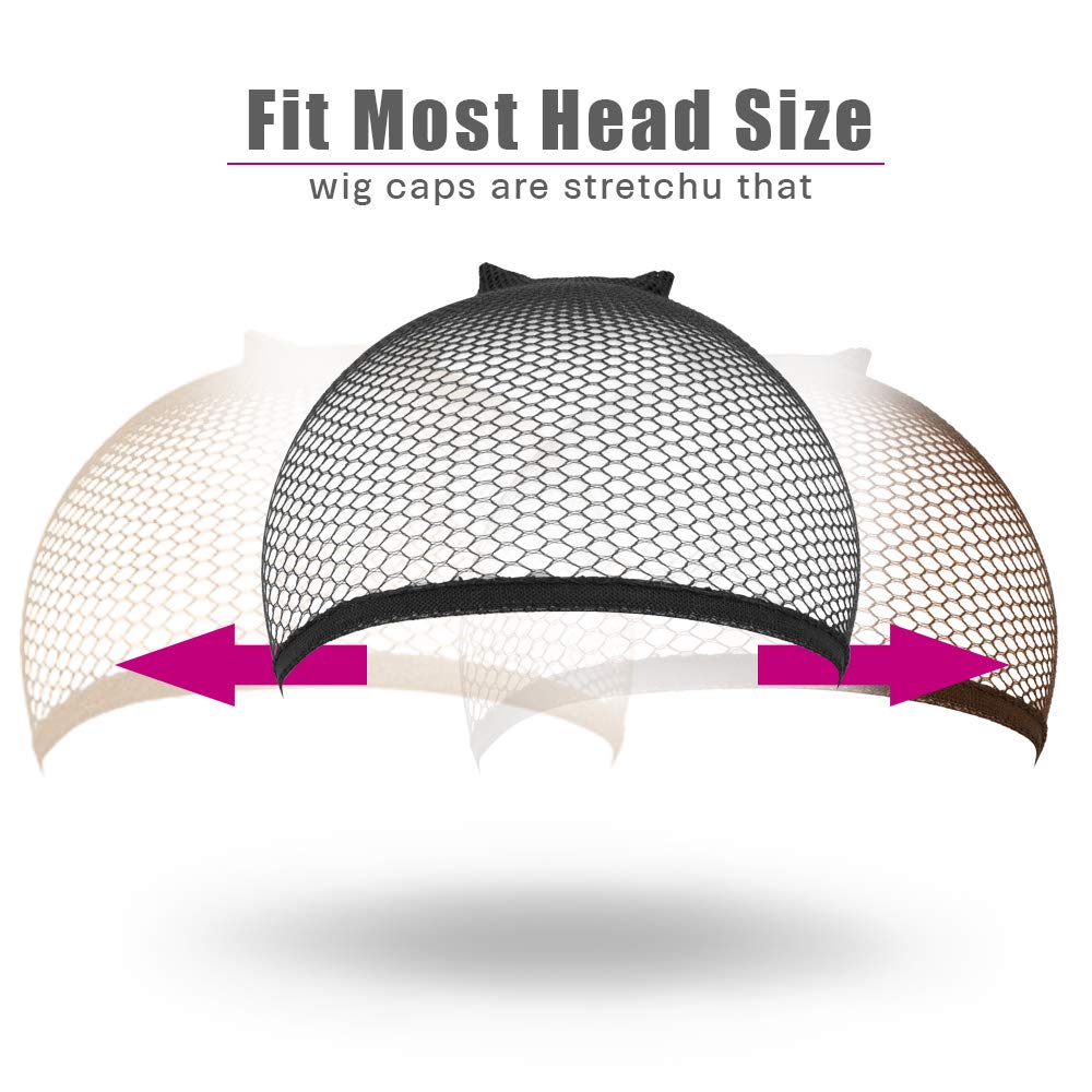 Morgles Wig Cap, 6Pcs Hair Net For Wig Closed End Mesh Net Wig Caps Mesh Wig Cap For Women (Brown,Beige,Black)