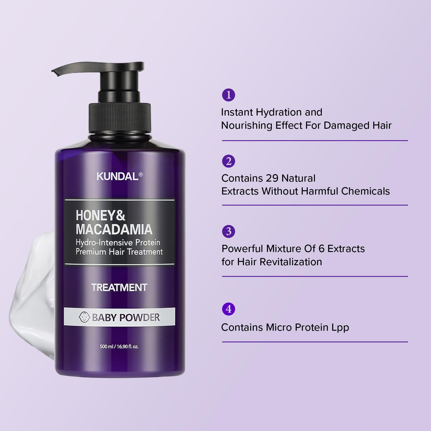 Kundal Honey&Macadamia Hydro-Intensive Protein Premium Nature Hair Treatment [Fuzzy Navel] Sulfate Free, Macadamia Oil For Damag