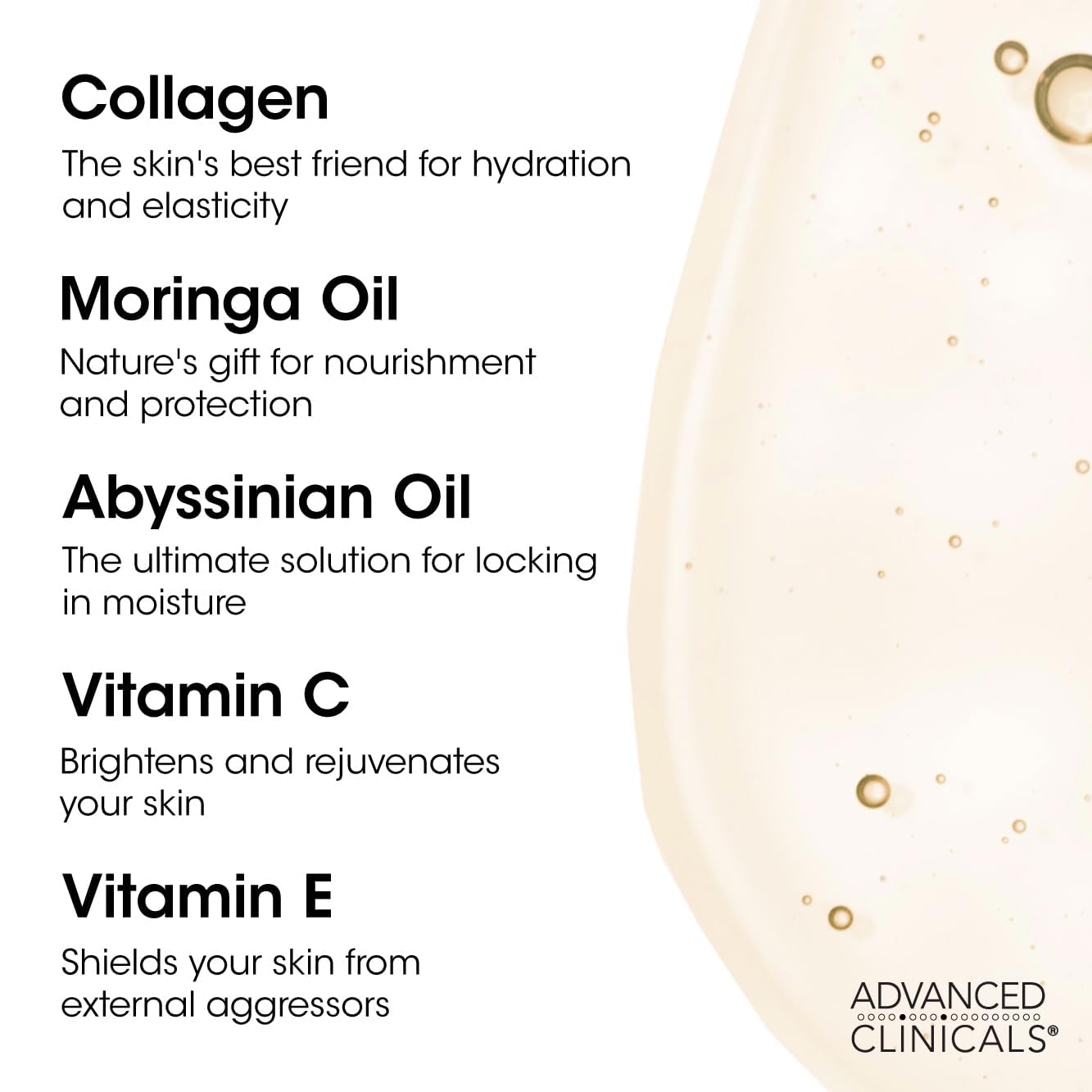 Advanced Clinicals Collagen Body Oil Skin Care Moisturizer W/Vitamin E & Vitamin C - Tightening, Firming, & Hydrating Massage Co