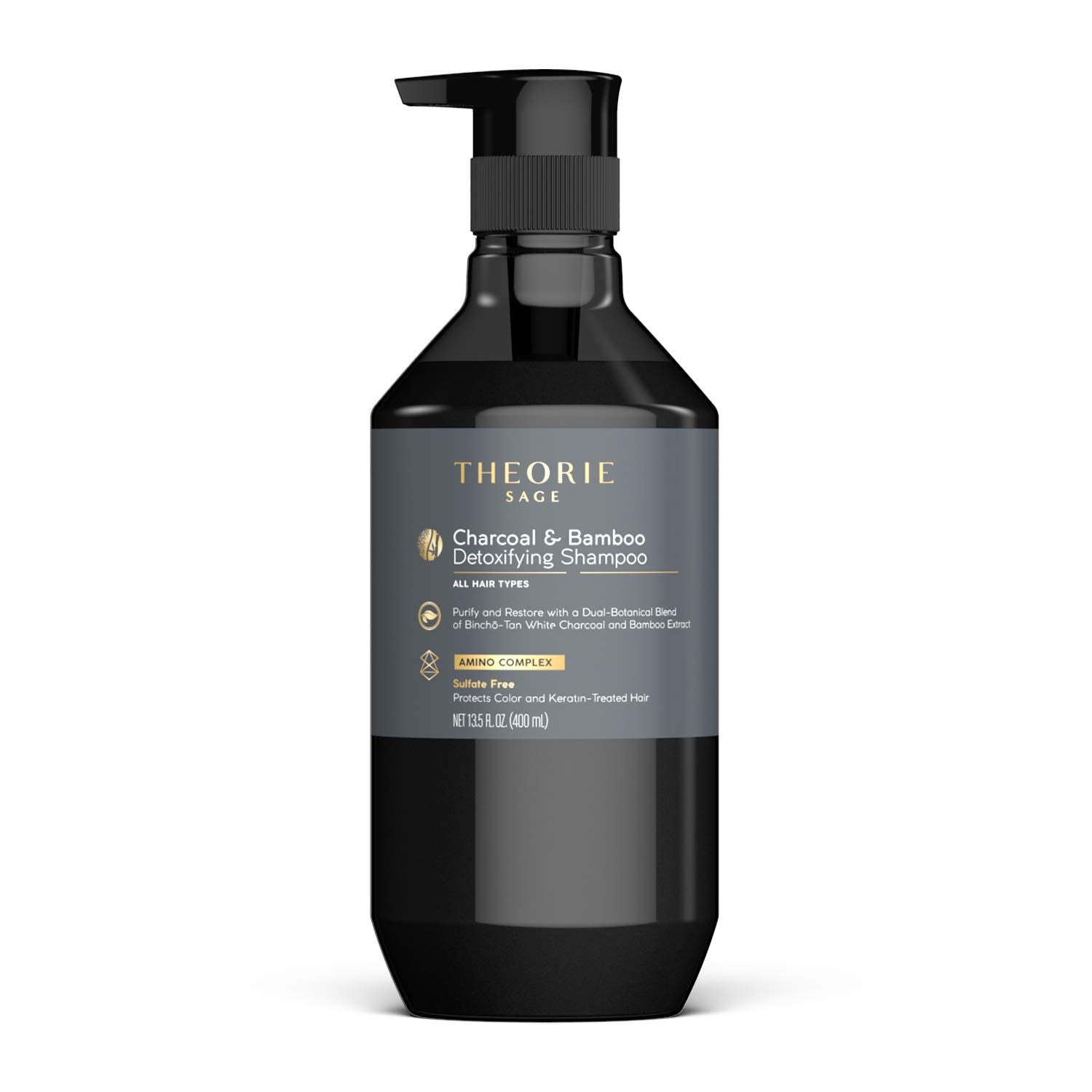 Theorie Charcoal And Bamboo Detoxifying Shampoo - Purify & Restore - Nurture Color & Keratin Treated Hair - Sulfate Free - Suite
