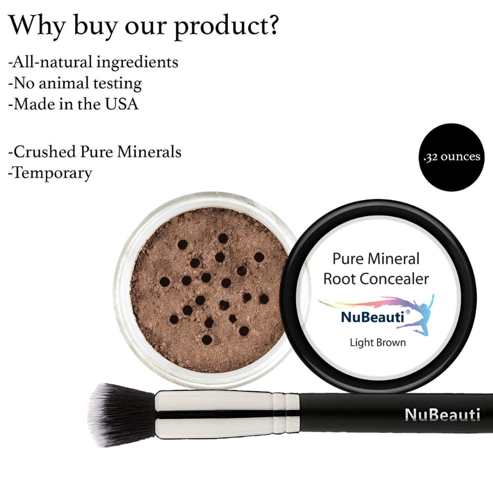 Nubeauti Hair Root Touch Up Powder, Light Brown - 11 True-To-Nature Root Concealer Shades, Long-Lasting, Fragrance, Talc, Parabe