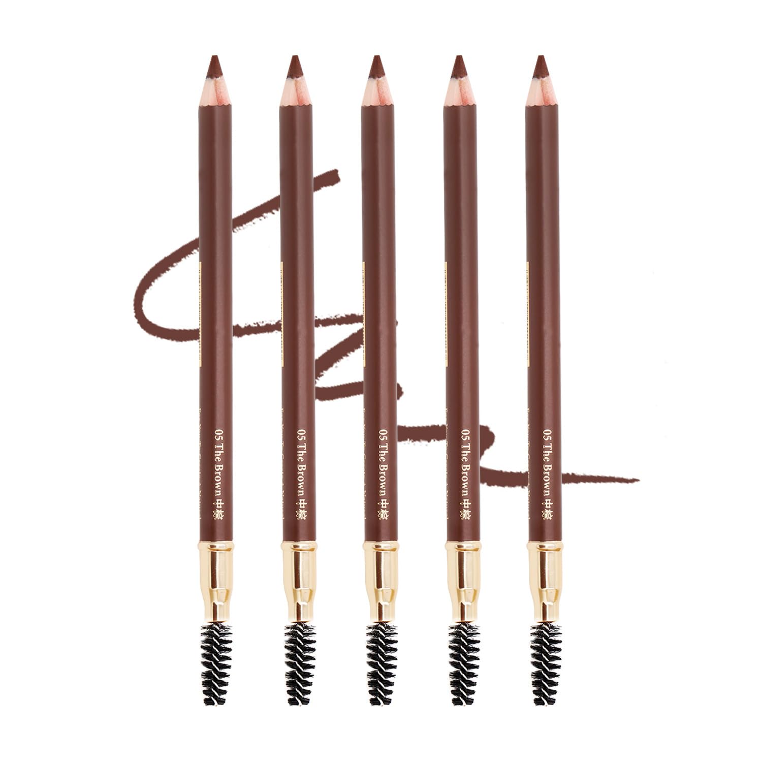 Bodermincer Eyebrow Pencil Longlasting Waterproof Durable Automaric Liner Eyebrow 5 Colors To Choose (5Pcs, 5# Brown)