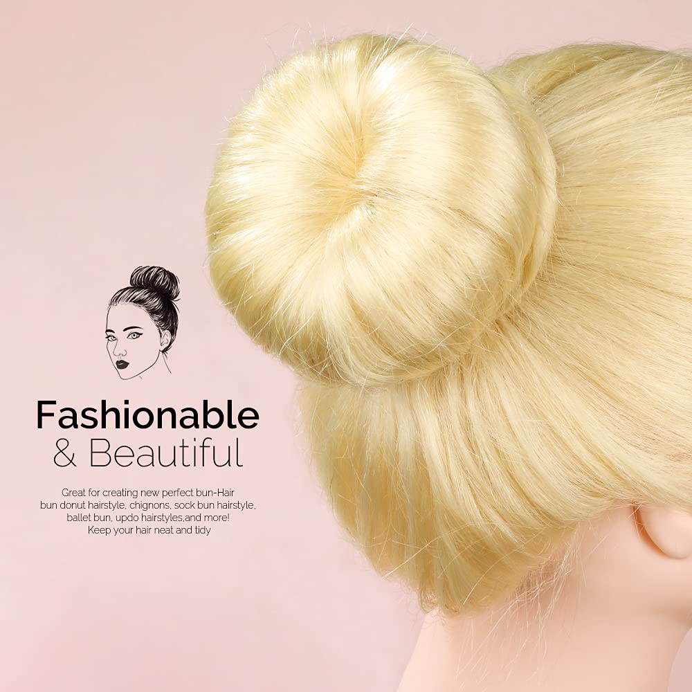 Hair Bun Shaper Set,Teenitor 4 Hair Pcs Donut Bun Maker(Extra-Large, Medium, Small) With Bobby Pins Blonde 20Pcs, Doughnuts Ring