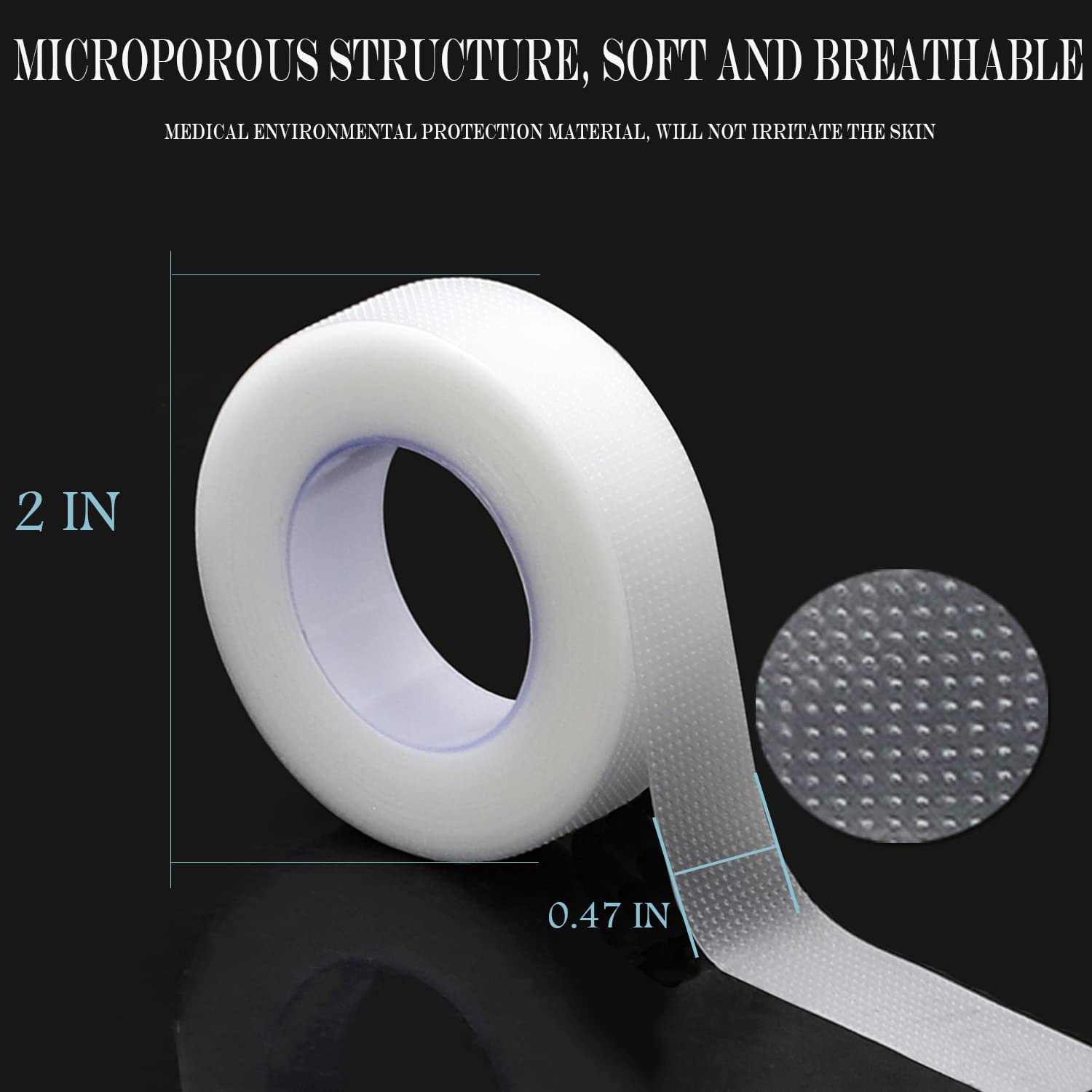JASSINS 6 Rolls PE Eyelash Tape, Adhesive Fabric Eyelash Tapes, Adhesive Breathable Micropore Fabric Tape for Eyelash Extension