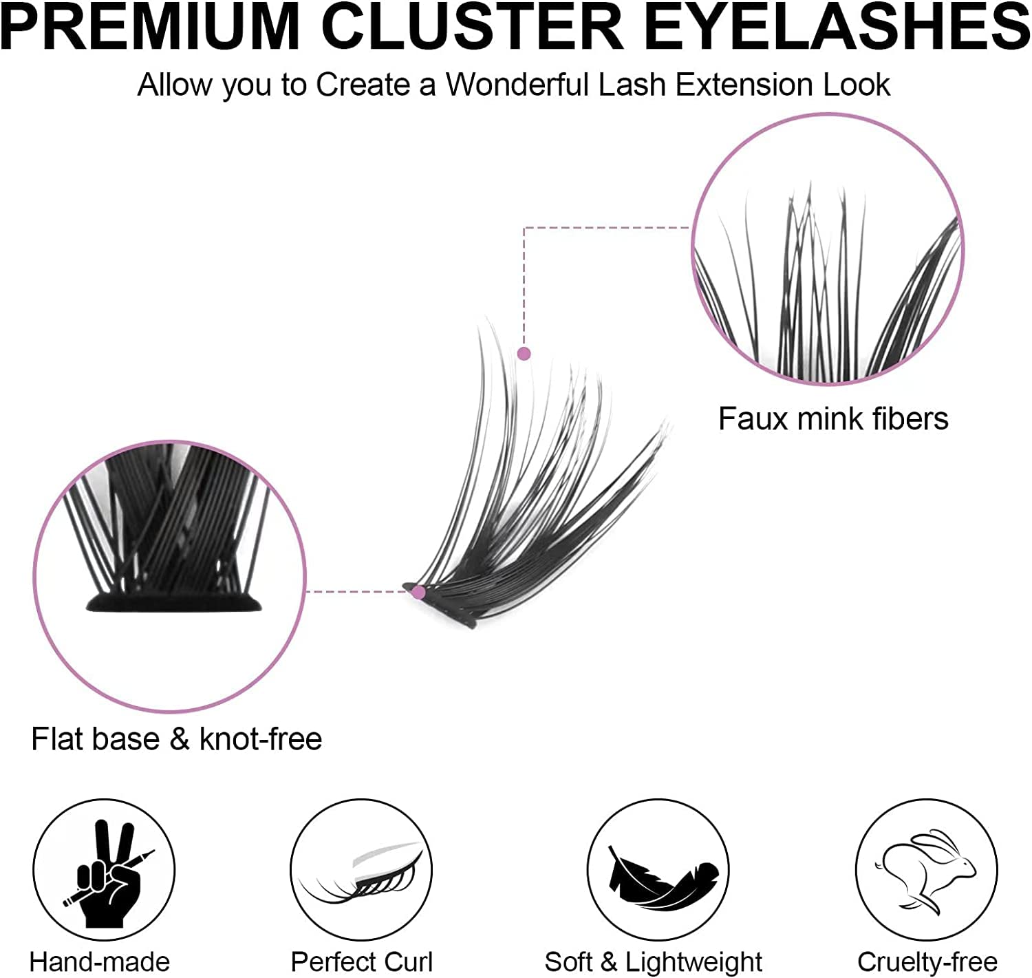 Fenshine Cluster Eyelash Extensions 240pcs 20D/40D Cluster Eyelashes Mixed, Natural False Eyelashes Cluster Soft Individual Lash
