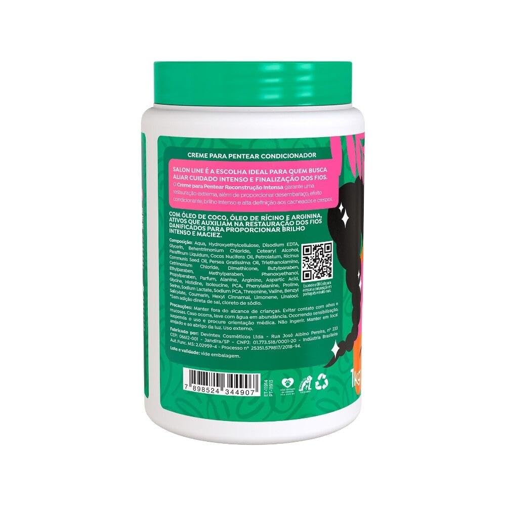 Salon Line - Linha Creme para Pentear - Reconstrucao Intensa 1000 Gr - (Combing Cream - Intense Reconstruction Net 35.27 Oz)