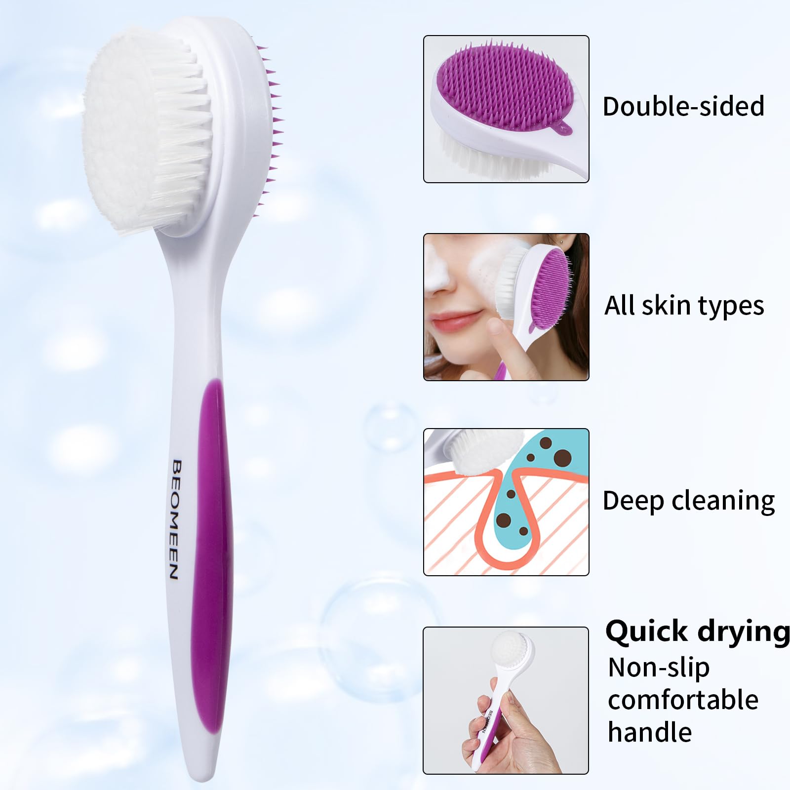 Beomeen Silicone Exfoliating Face Scrubber, 2 Pack Facial Cleansing Brush Handheld Face Exfoliator Scrubber Double Side Face Bru