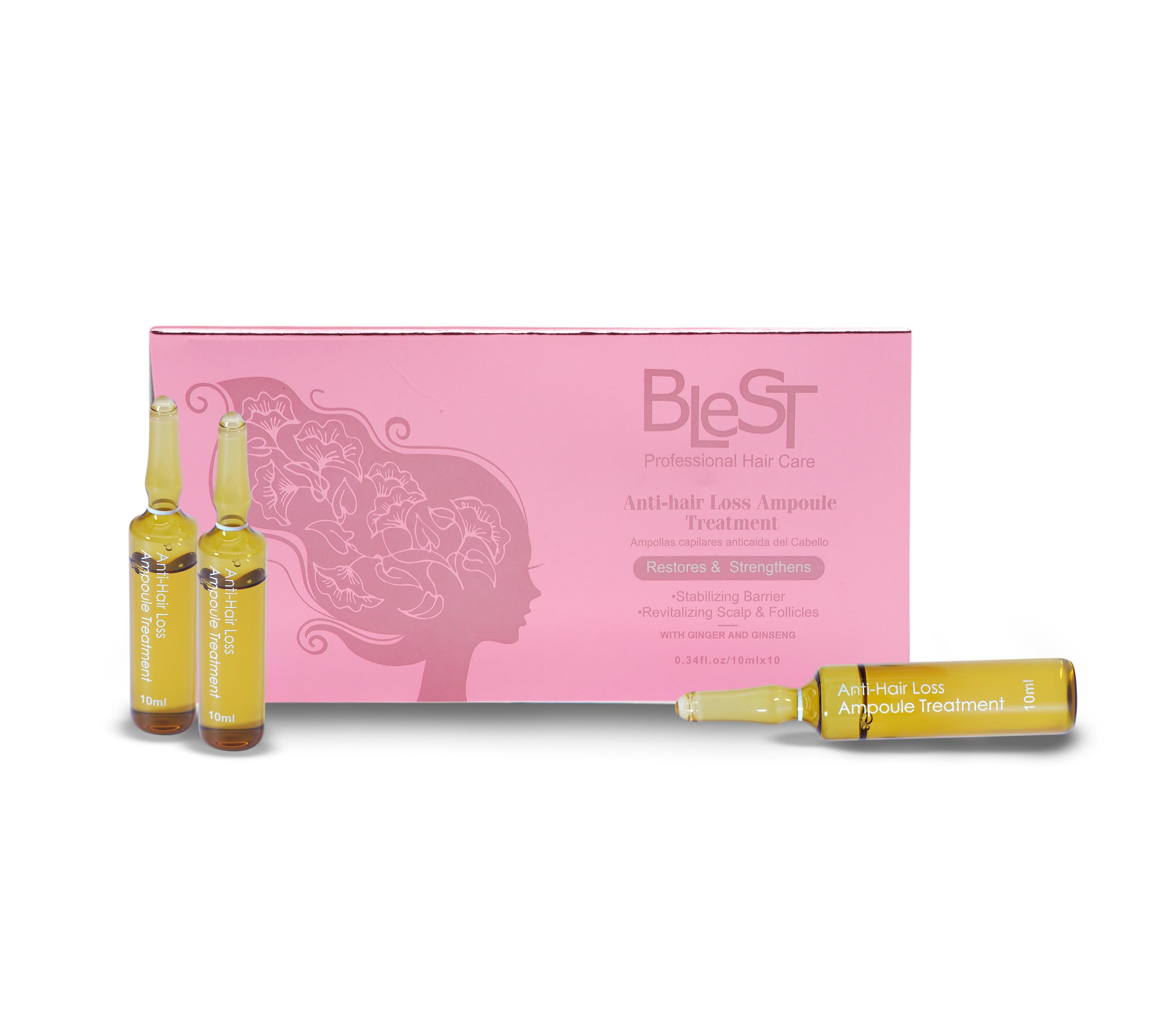BLEST PROFESSIONAL HAIR CARE AntiHair Loss Ampoules for Growth with Ginger and Ginseng  Strengthening Ampoule Treatment for Th