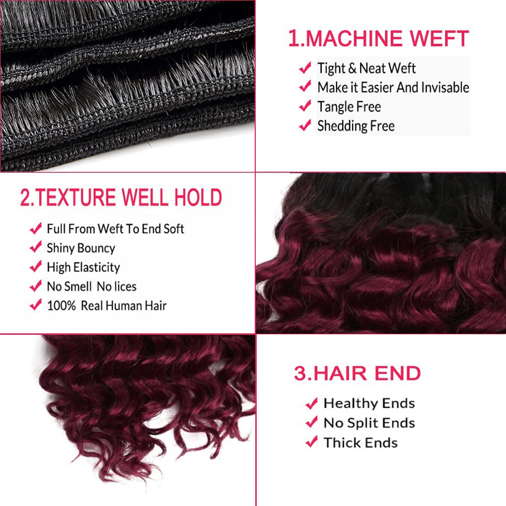 Curly Human Hair Bundles Kinky Curly Bundles Human Hair Bundles Curly Human Hair 4 Bundles 1B/99J Brazilian Virgin Human Hair 50