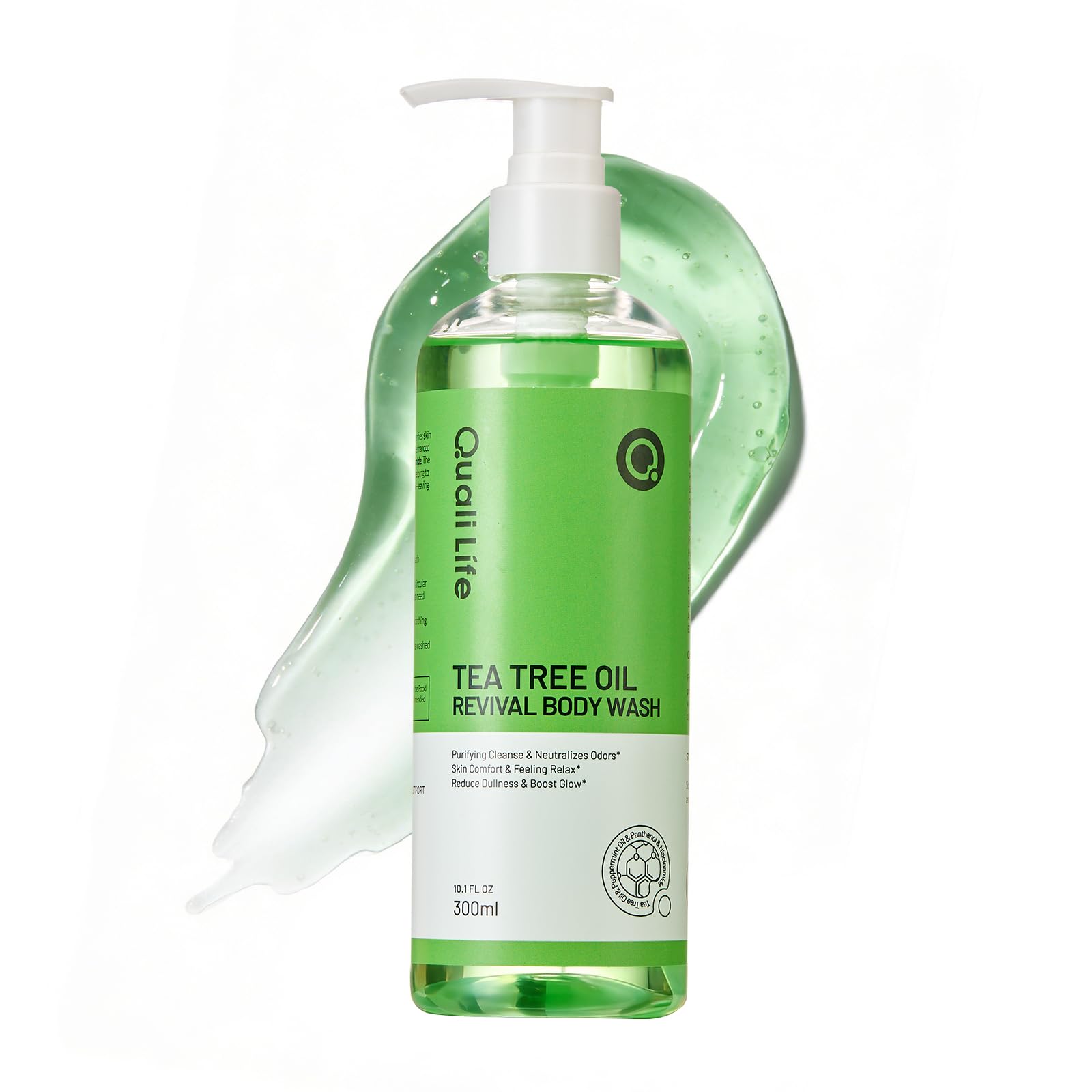 QualiLife Tea Tree Body Wash, Natural Tea Tree Oil Body Cleanser for Antibacterial, Odor-Control & Itchy Skin Relief, Gentle and