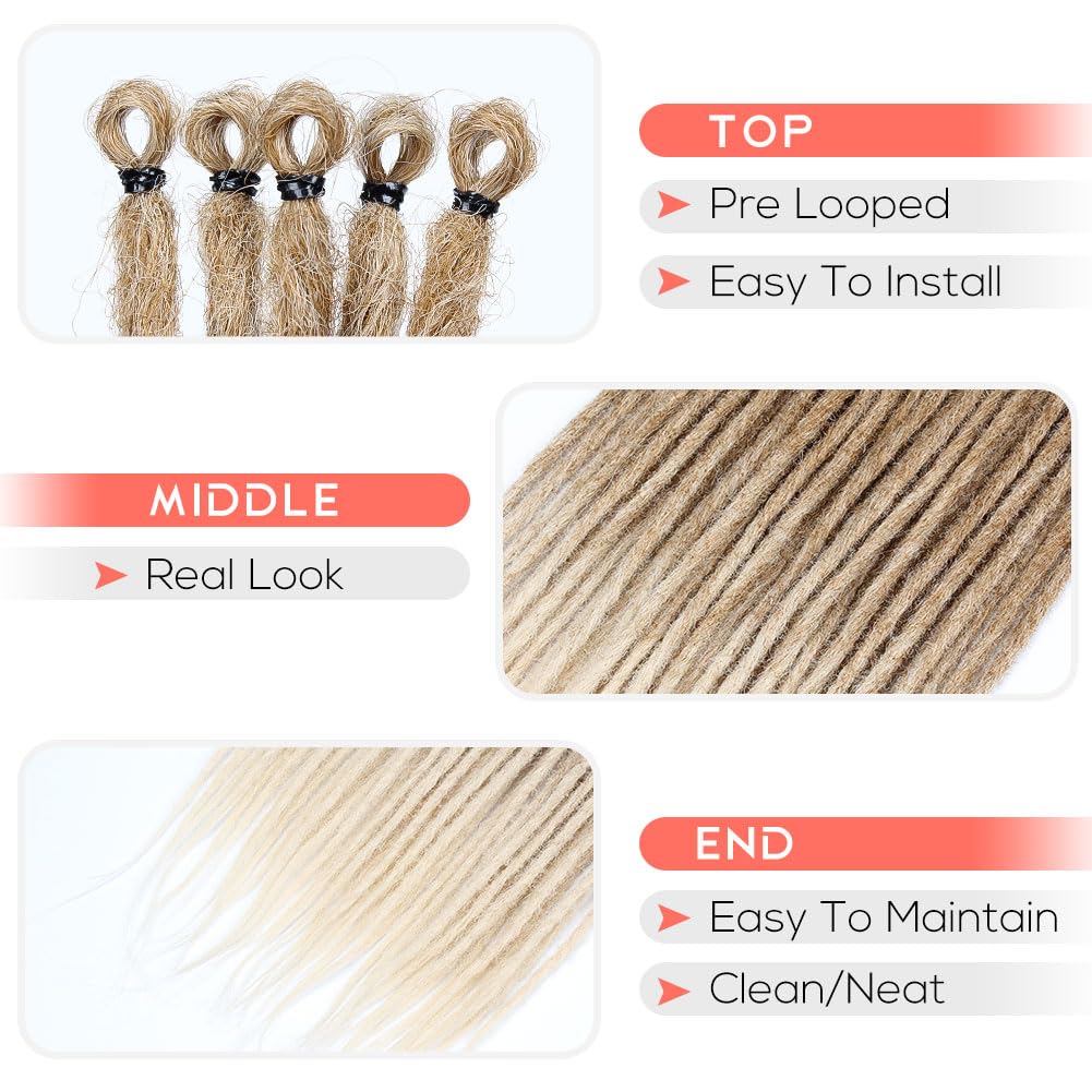 Kraler 24 inch 40 Strands Thick Dreadlock Extensions, SE Brown to Blonde Crochet Dreadls Extensions of Synthetic Hair 1cm Width