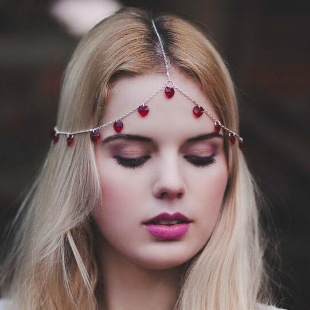 FXmimior Bridal Vintage Bohemian Head Chain Crystal Halloween Head Piece Head Chain Jewelry for Women