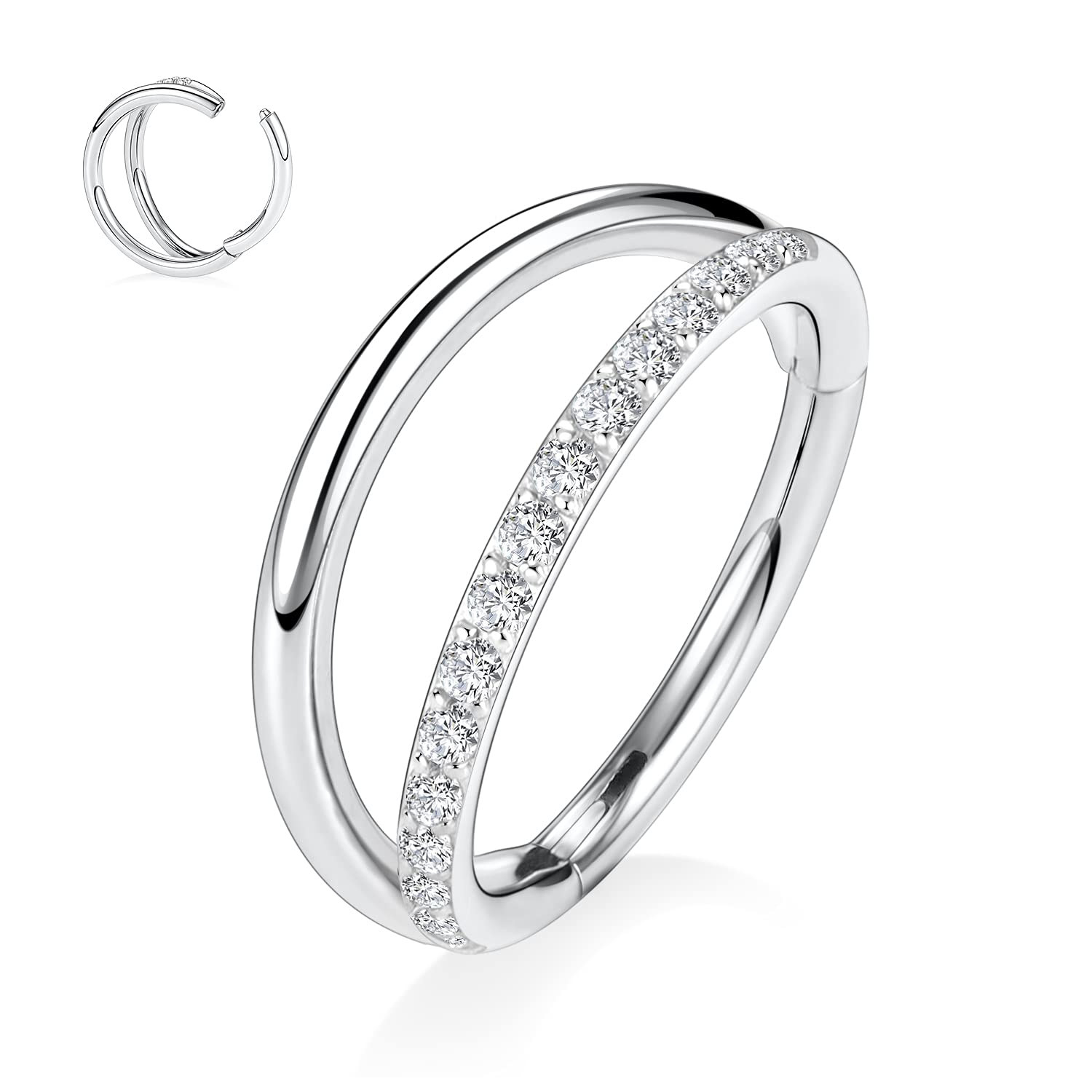 PEAKLINK 16G Double Open Stacked Cartilage Conch Helix Earring Hoop 316L Surgical Steel Septum Nose Rings 10mm Micro Lobe Earrin