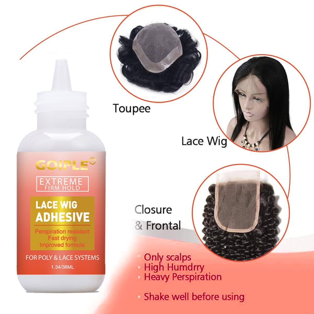 Wig Glue Lace Glue Waterproof Lace Front Wig Glue For Wigs With Tools And Hair Wax Stick (Wig Glue/Wig Glue Remover/Hair Wax Sti