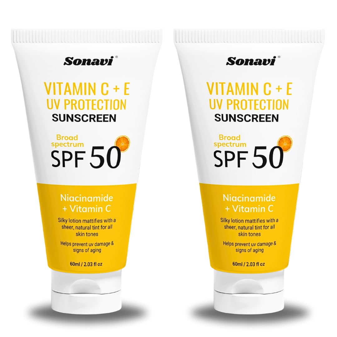 Sunscreen SPF 50 With Vitamin C + E for Oily, Combination & Dry Skin Type | For Men & Women  (Pack of 2) 60ml