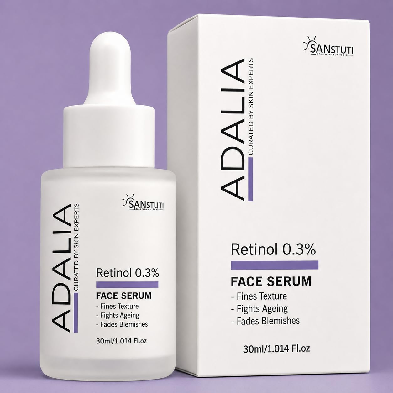 Adalia Retinol 0.3% Face Serum For Fine Lines, Wrinkles, Blemishes & Dark Spots, AntiAging Night Serum For Smooth Skin Texture,